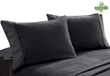 Premium 400 Thread Count Bamboo Cotton Twin Pack Pillowcase Set - Charcoal Gray - Soft & Breathable for a Cool & Comfortable Sleep - Ideal for Bedroom, Guest Room & Travel