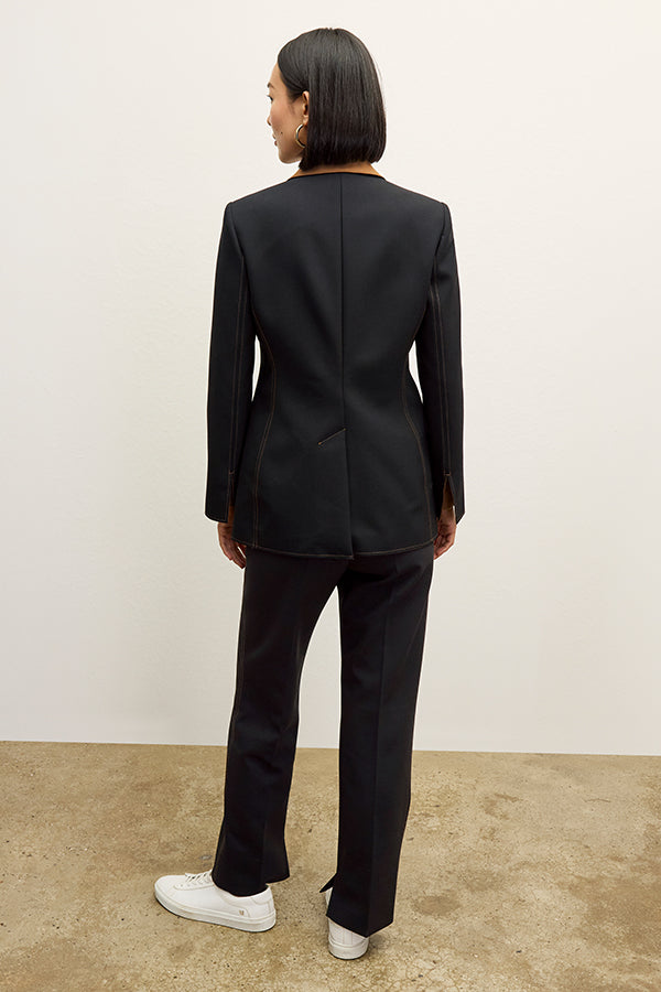 Sella Pant Luxe Wool Pants for Women - Black/Light Saddle Color - Premium Comfort & Style for Office, Travel & Casual Wear