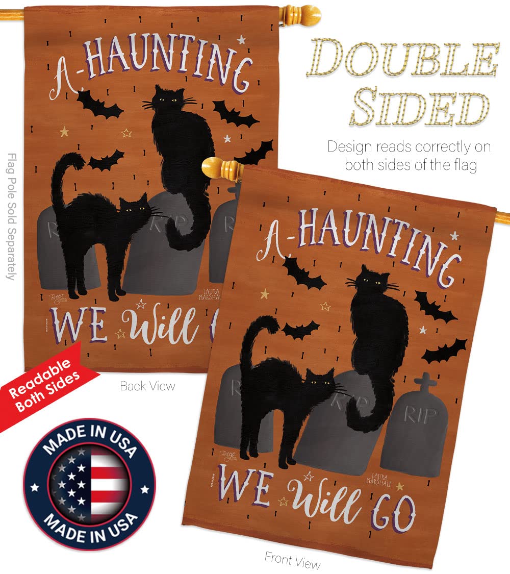 Haunting We Go Halloween House Flag 28x40