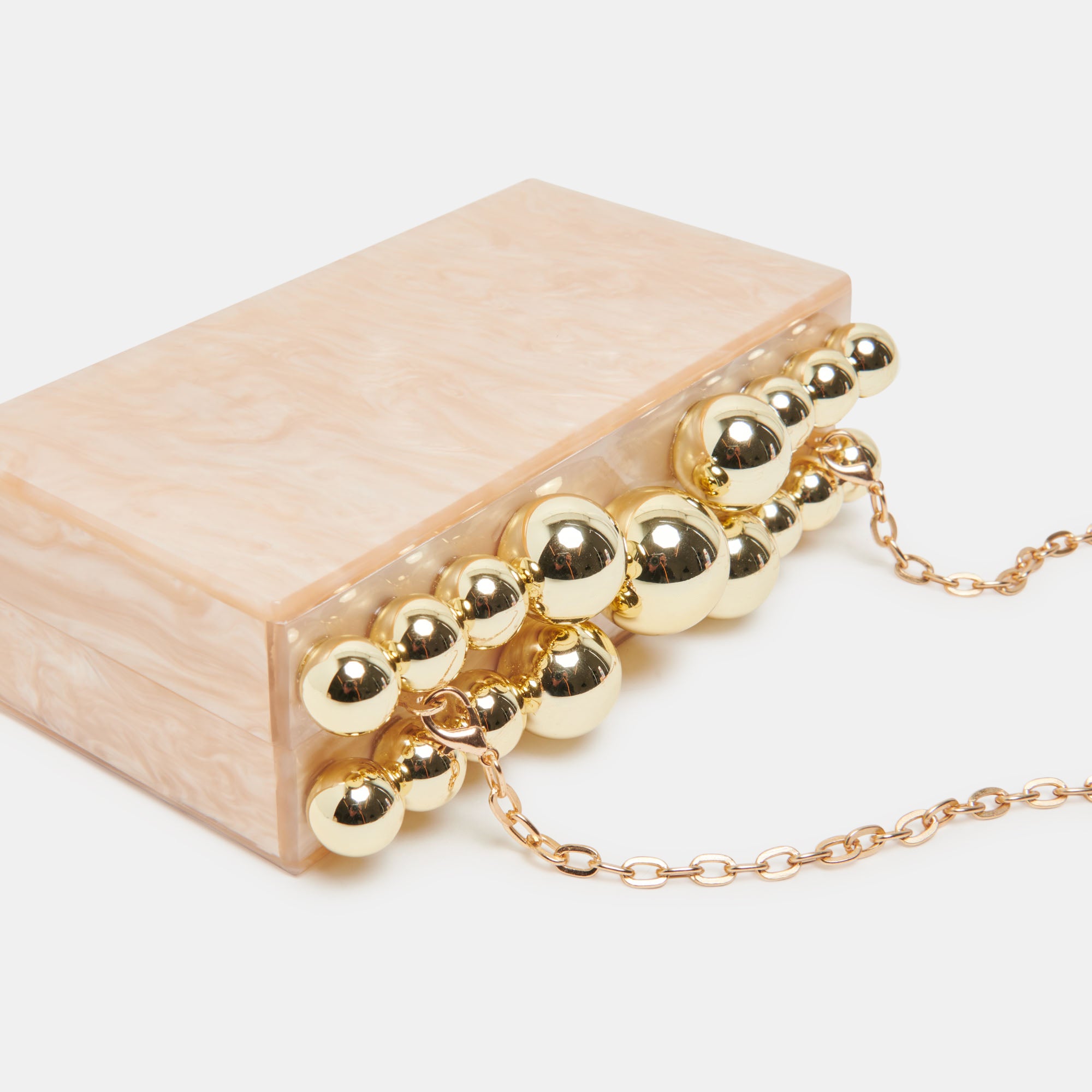 Gerry Clutch Beige Pearl Acrylic Handbag - Elegant Evening Purse for Women, Perfect for Parties, Weddings & Special Occasions