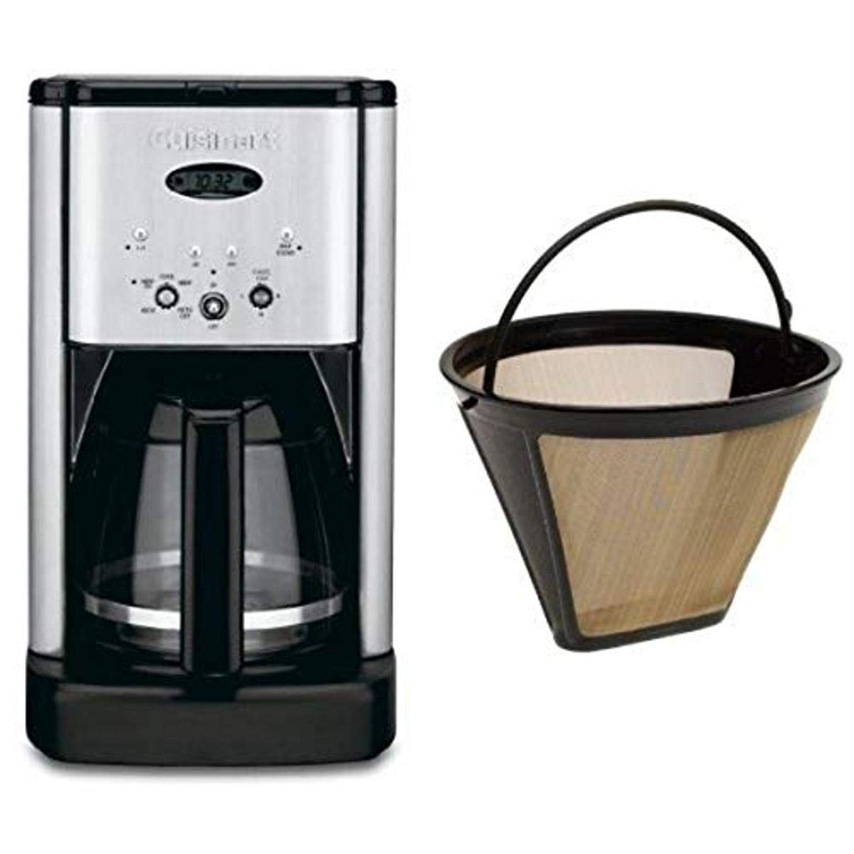 Cuisinart DCC-1200 12-Cup Programmable Coffee Maker with Brushed Chrome Finish & Filter Bundle - Perfect for Home, Office, and Entertaining