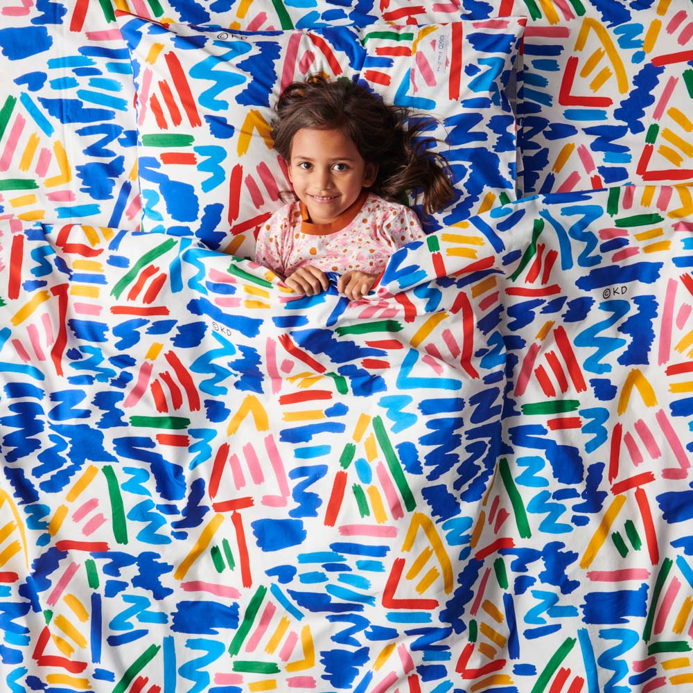 Kip&Co X Ken Done Organic Cotton Kids Flat Sheet - Soft & Breathable Bedding for Toddlers & Children - Perfect for Nursery, Daycare & Home Use