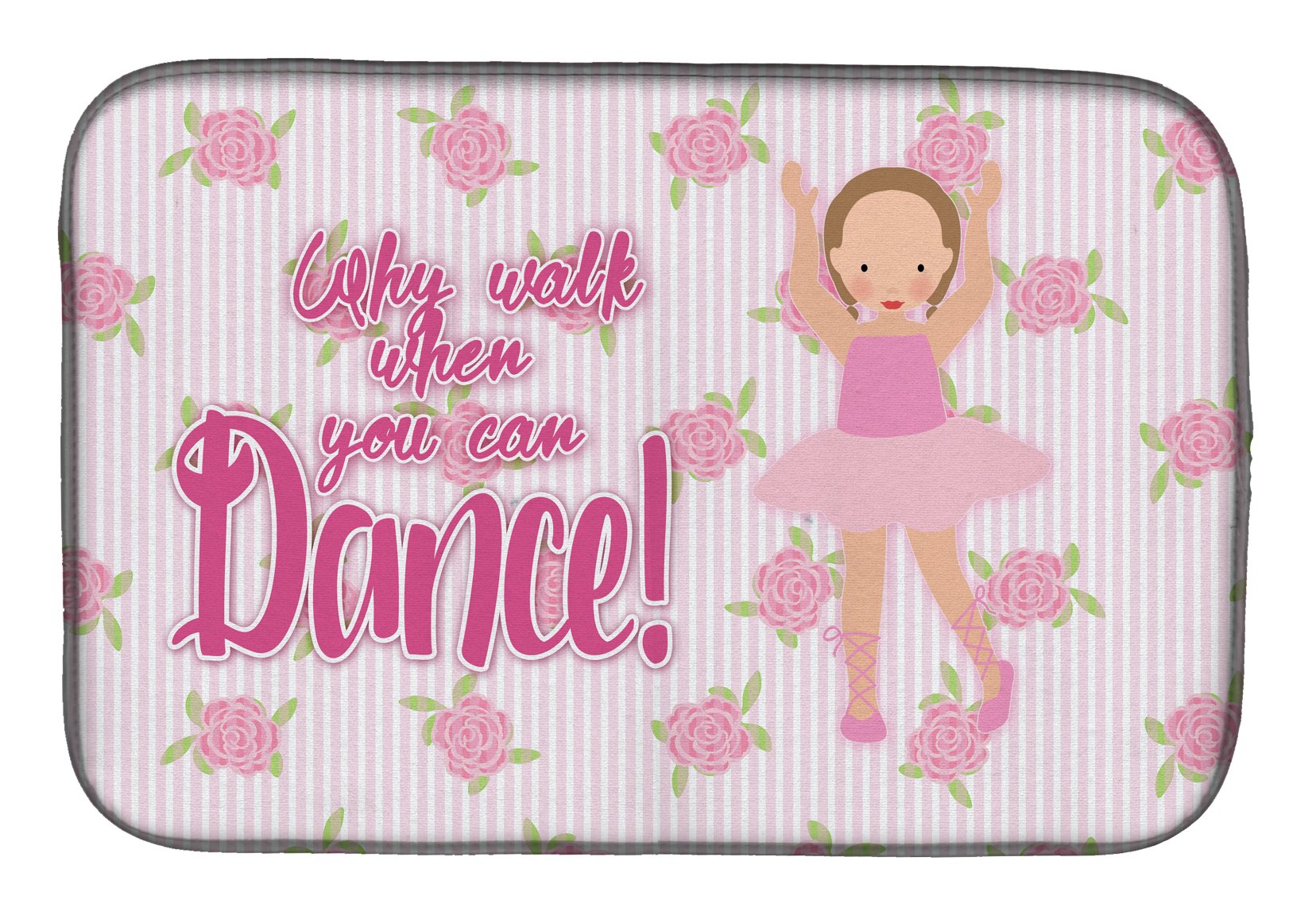 Ballet Brown Hair Dish Drying Mat - Absorbent Kitchen Counter Pad for Dishes, 14x21