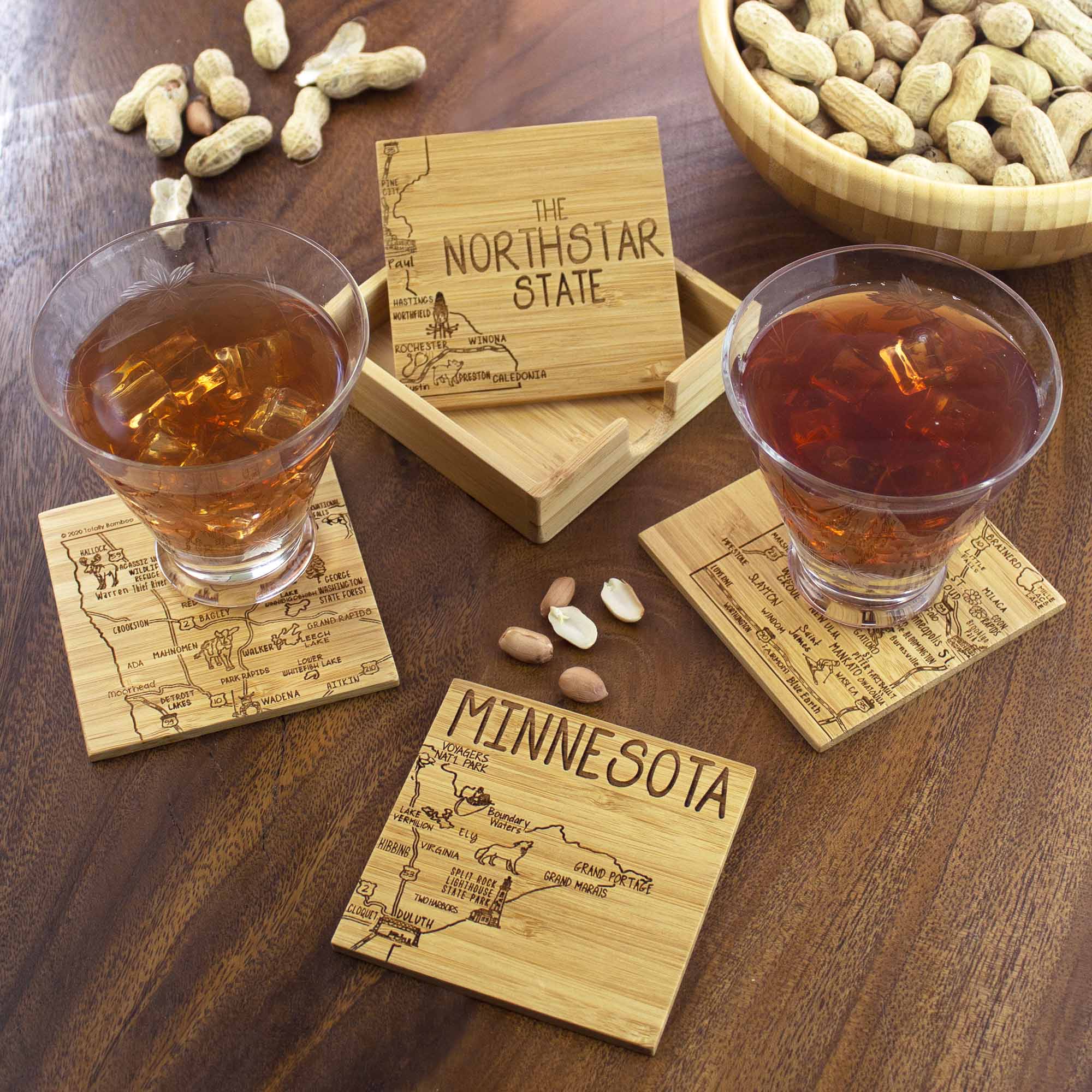 4-Piece Minnesota Themed Puzzle Coasters Set with Protective Case - Perfect for Home Decor, Game Nights & Gifts for Puzzle Lovers