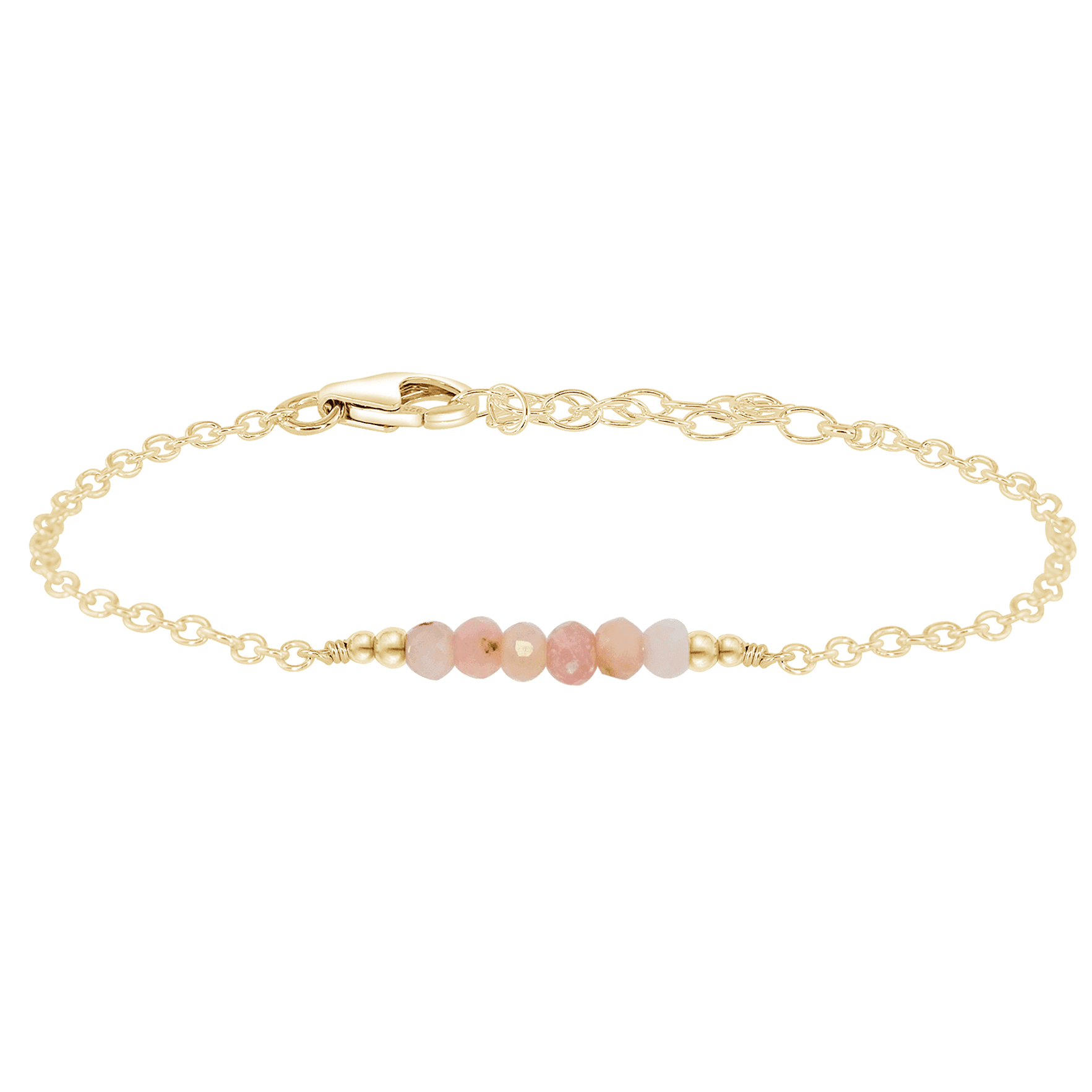 Sparkling Pink Peruvian Opal Gemstone Faceted Bead Bar Bracelet for Women - Handmade Adjustable Stretch Jewelry for Boho Fashion & Gift Giving