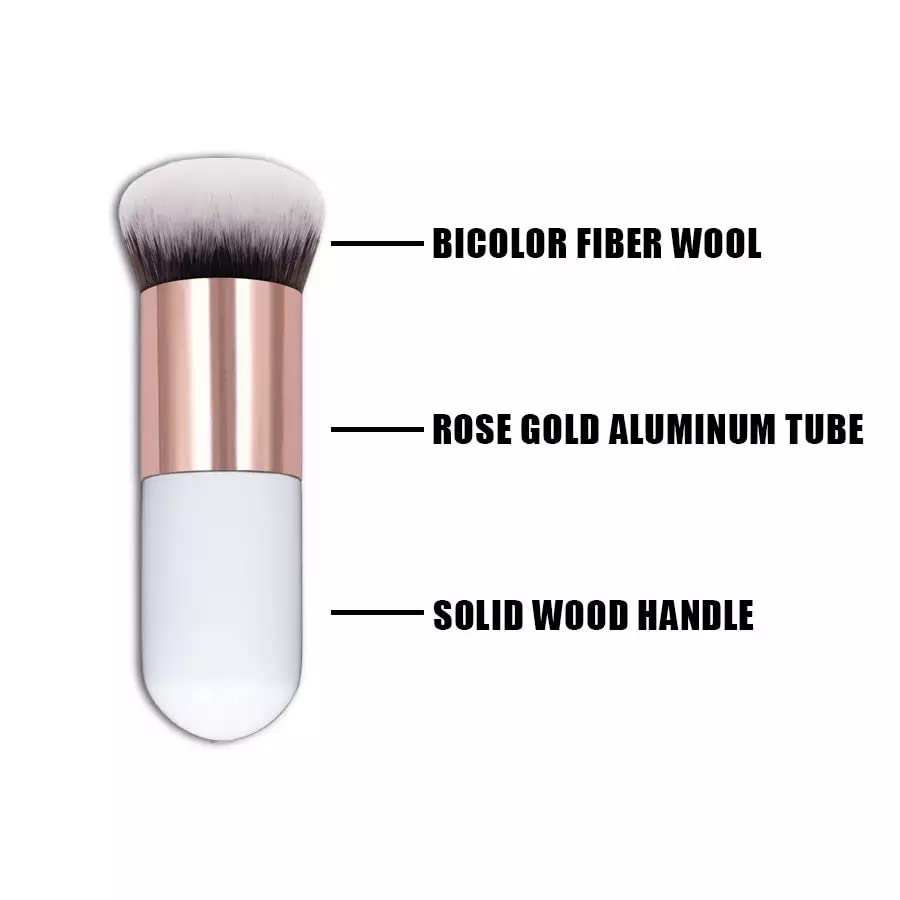 Professional Flat Foundation Makeup Brush Set - 3 Pcs Chubby Cream Makeup Brushes for Flawless Liquid & Powder Application | Perfect for Contouring, Blending & Everyday Makeup Routine