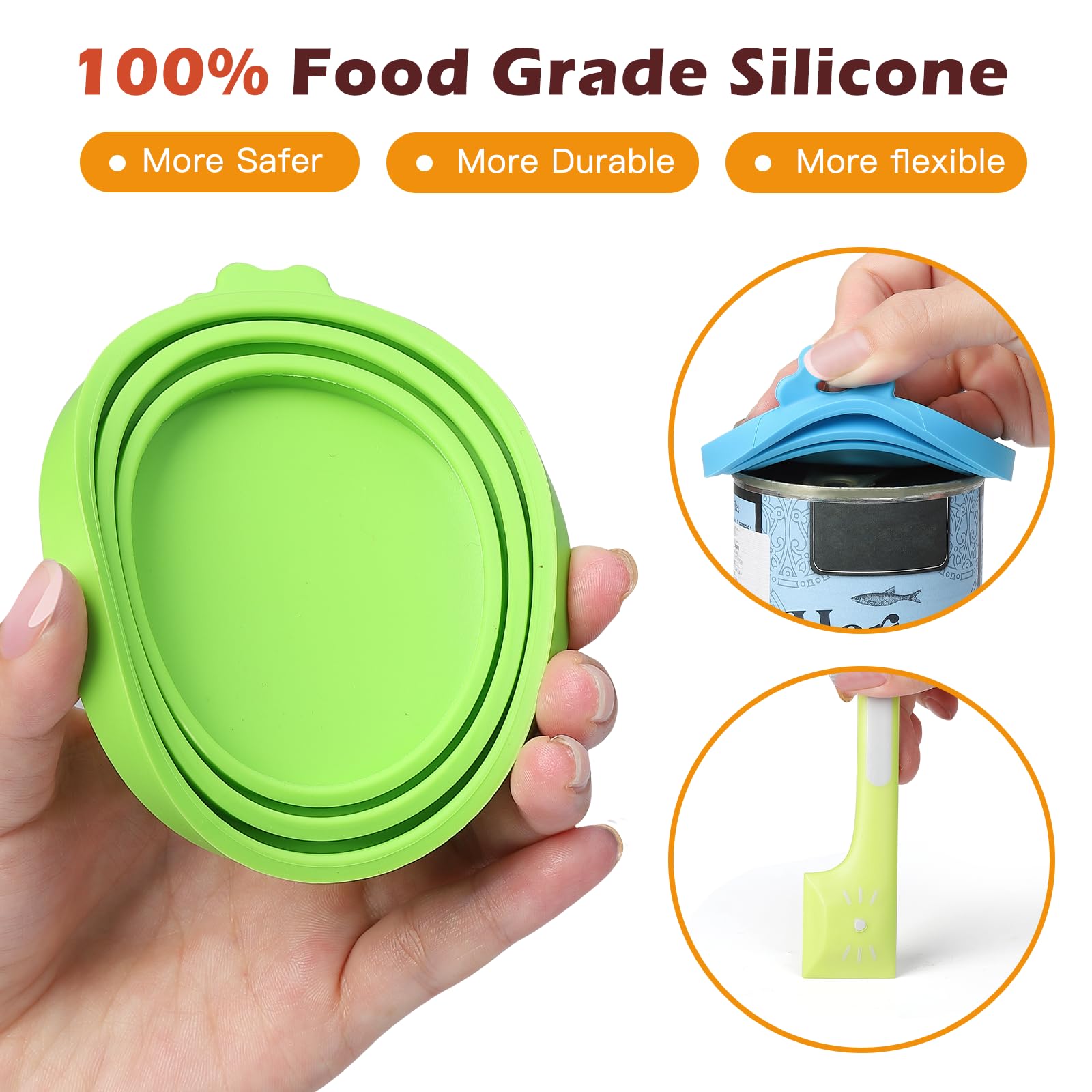 8-Pack Can Lids & Food Scoop Set - Universal Pet Food Can Covers & Mixing Spoons for Dog & Cat Wet Food Storage - Perfect for Freshness & Portion Control During Feeding Time