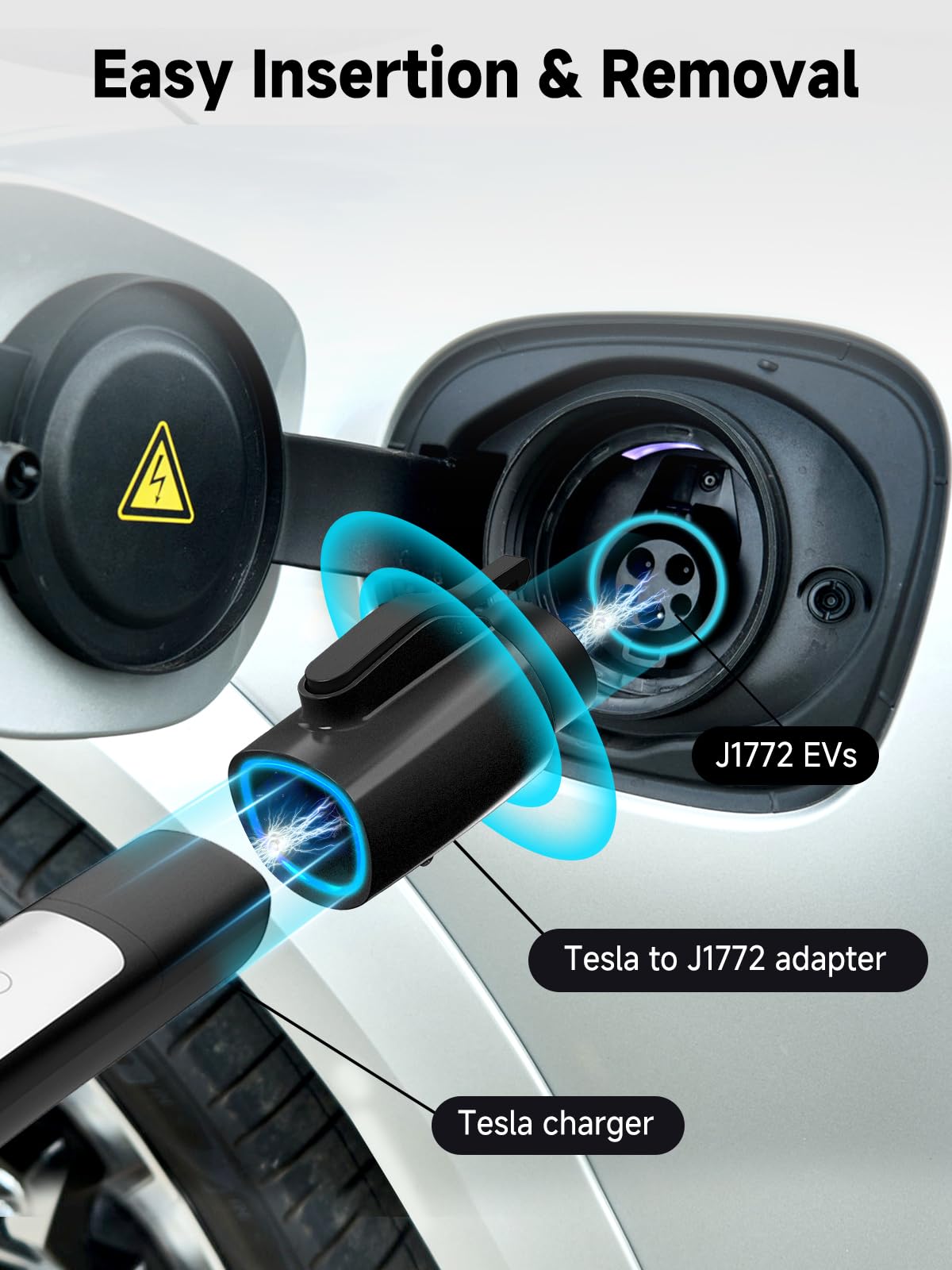 Tesla to J1772 EV Charger Adapter - 80 Amp 250V AC Converter for Tesla Wall Charger, Mobile Charger & J1772 Electric Vehicles - Perfect for Home, Office & Public Charging Stations (Black)