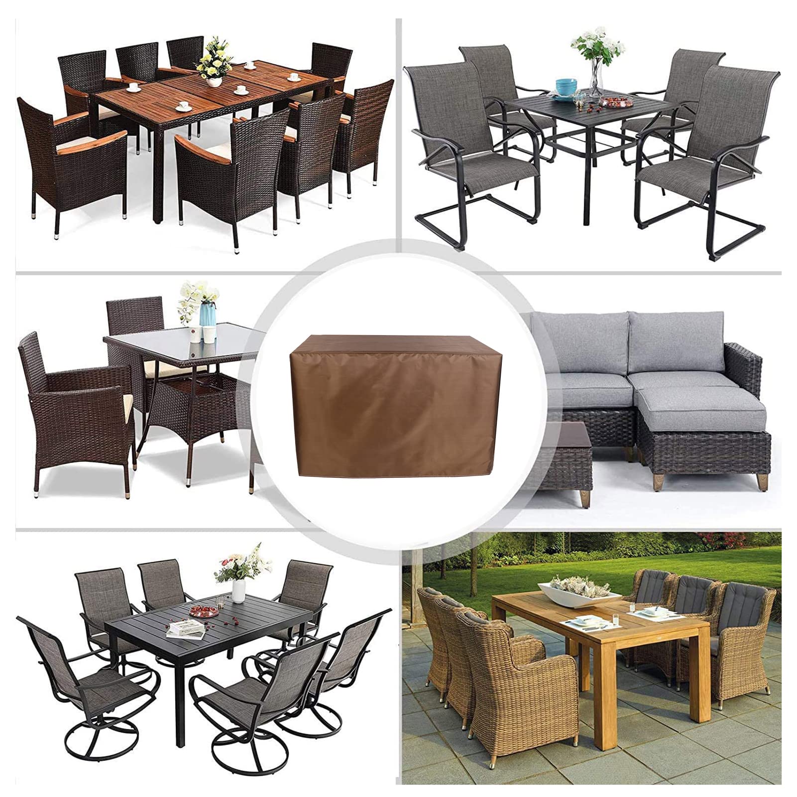 Waterproof Patio Furniture Covers 35×35×30 Inch - Outdoor Table and Chairs Set Protector, Heavy Duty Rectangular Table Cover for Garden, Deck, Backyard - Perfect for Rain, Snow & UV Protection