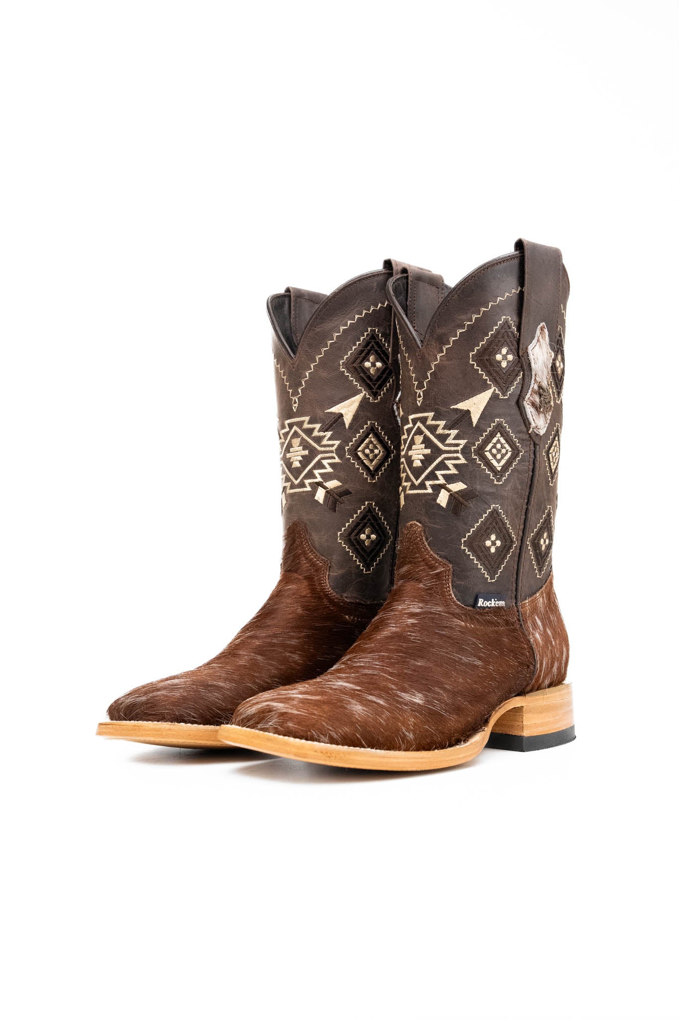 Authentic Men's Cowhide Square Toe Cowboy Boots - Size 6 (Box NM87) - Western Style, Durable & Comfortable for Rodeo, Country Dancing & Outdoor Adventures