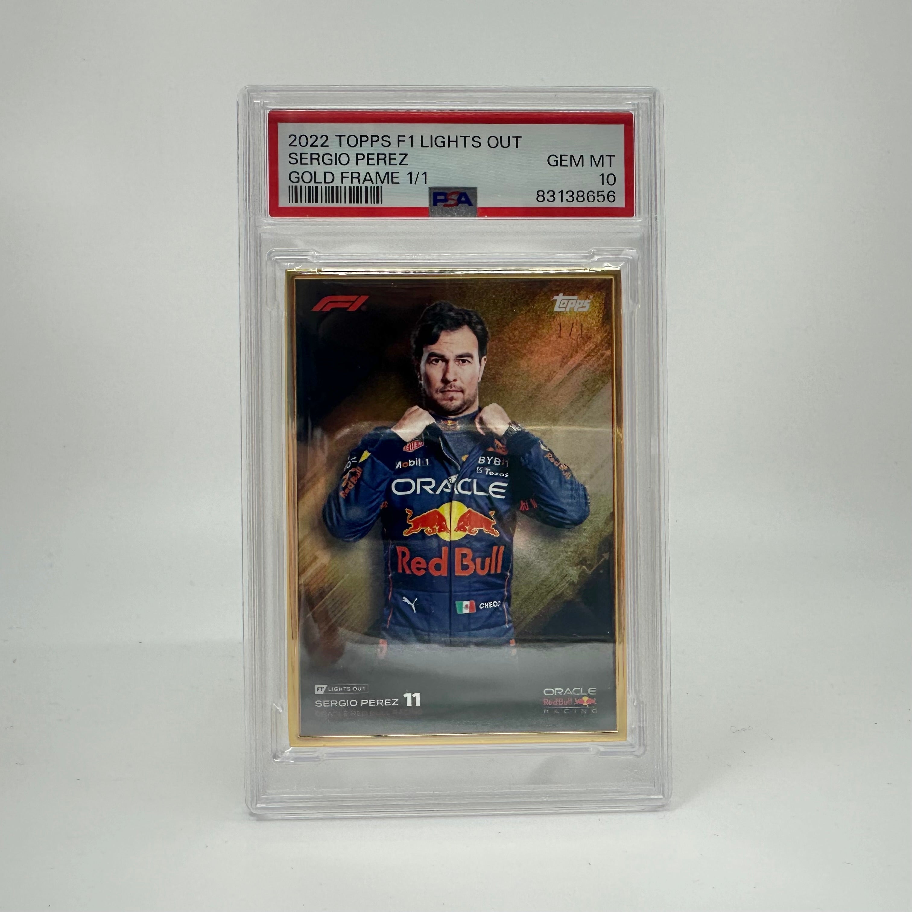 2022 Red Bull Racing F1 Max Verstappen & Sergio Perez 1/1 Gold Frame Collectible Card - PSA 9/10 Graded - Perfect for Motorsport Memorabilia Displays & F1 Fan Collections