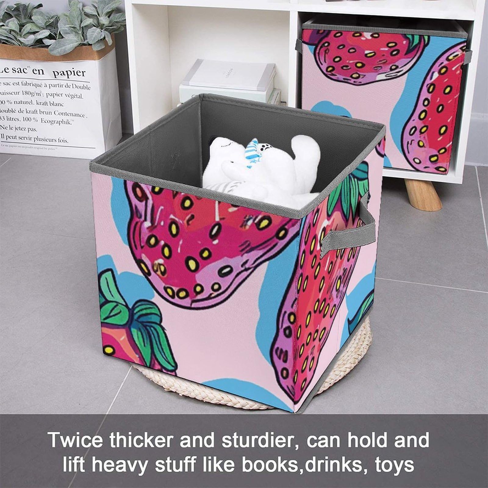 Collapsible Strawberry Storage Bins with Handles - Organize Home & Office