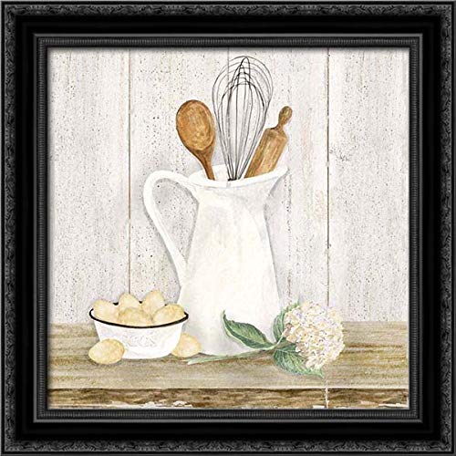 Vintage Kitchen II - 28x28 Black Ornate Framed Canvas Art Print by Tara Reed | Wall Decor for Farmhouse, Cottage & Retro Kitchens
