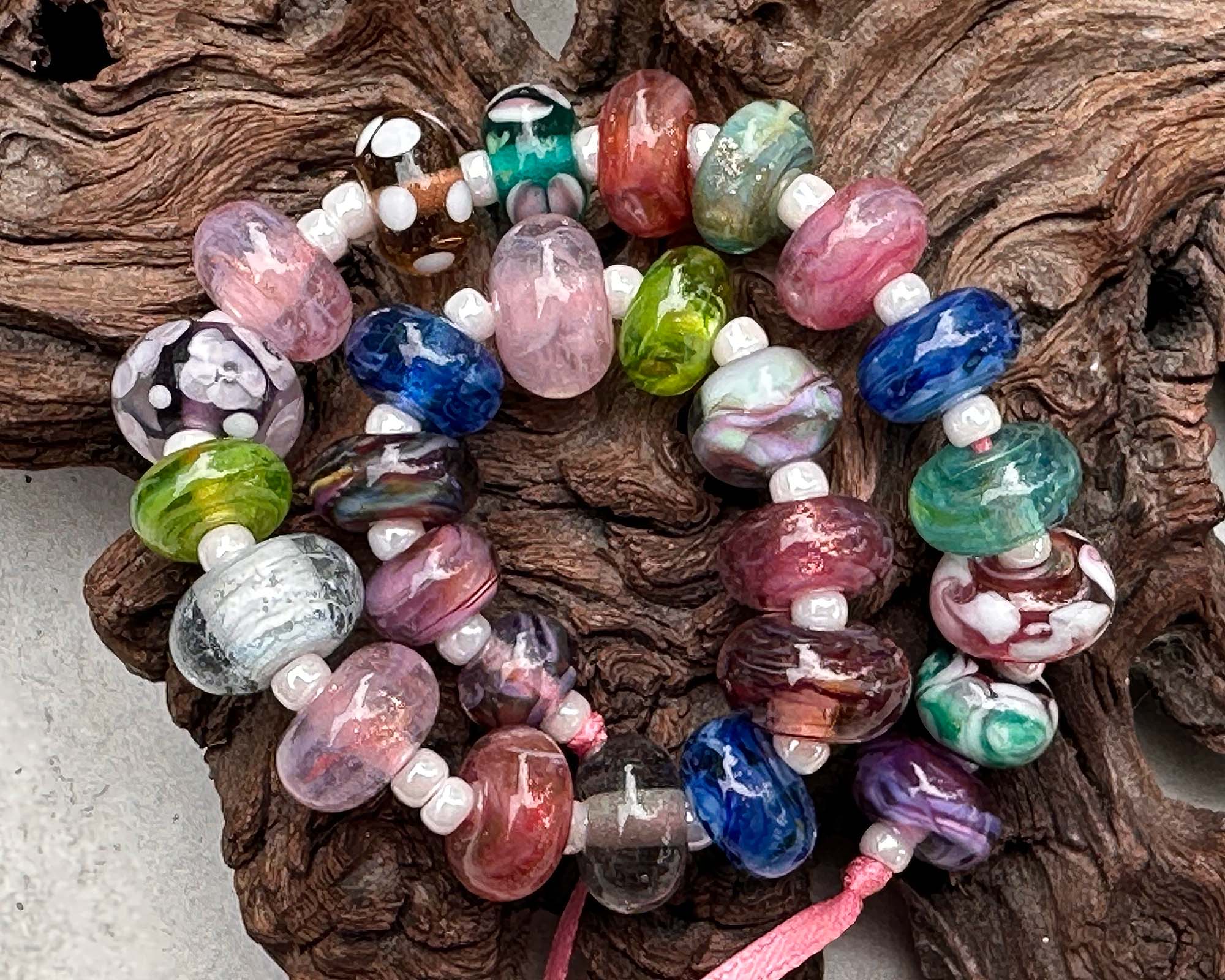 27pcs Pink Orphan Lampwork Glass Beads for Jewelry Making - DIY Bracelets, Necklaces, and Craft Projects