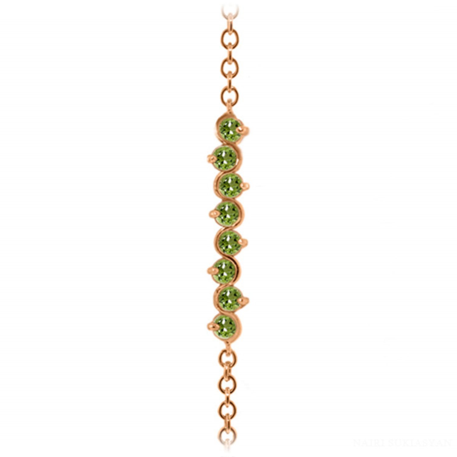 1.55 Carat 14K Solid Rose Gold Bracelet with Natural Peridot Gemstone - Elegant Jewelry for Women, Perfect for Weddings, Anniversaries & Special Occasions
