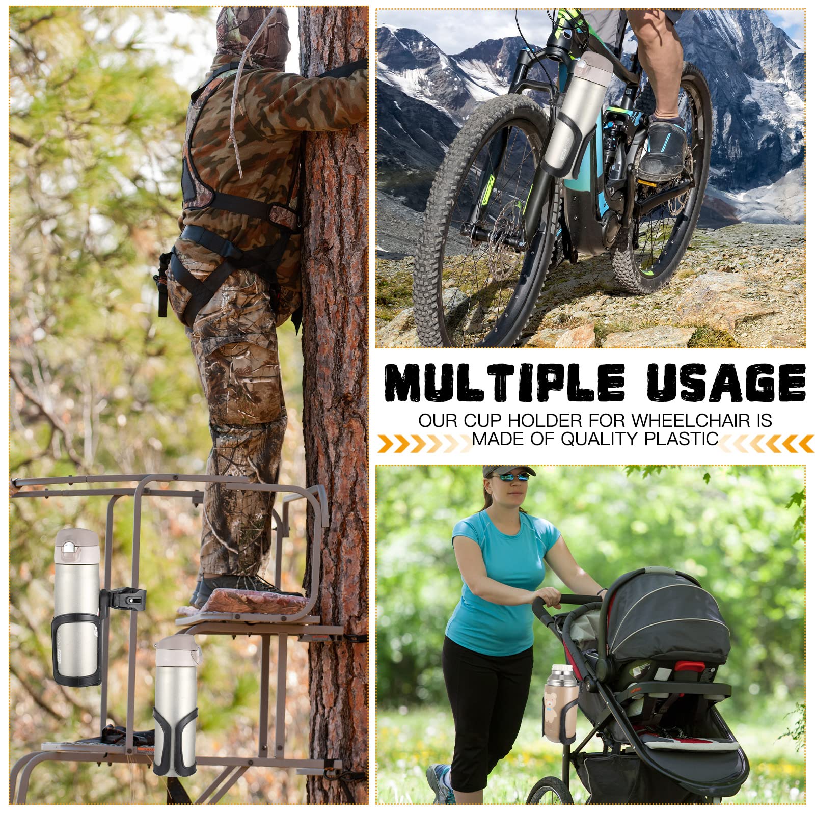 Jetec Universal Bike Cup Holder - Adjustable Water Bottle Holder for Bicycle, Kayak, Stroller, Wheelchair & Fishing Gear | Outdoor Sports Accessories for Cycling, Hunting & Kayaking Adventures