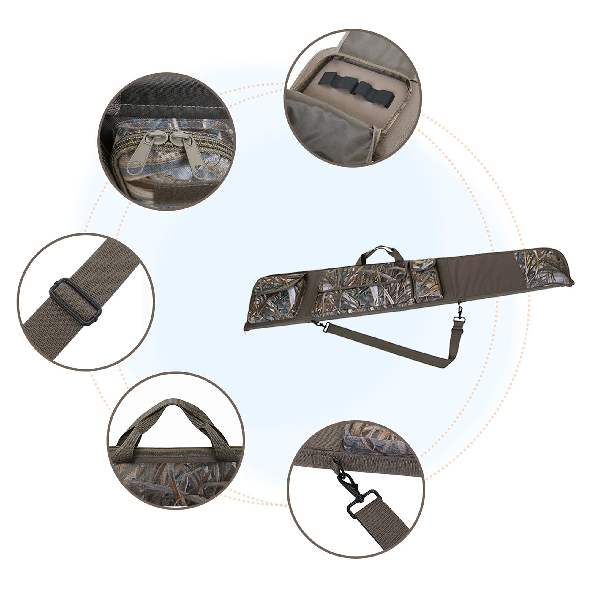 MYDAYS Deluxe Camouflage Rifle Case for Hunting - Soft Scoped Shotgun Gun Bag with Zippered Accessory Pocket & Adjustable Shoulder Strap | Perfect for Range Trips, Outdoor Adventures & Firearm Storage