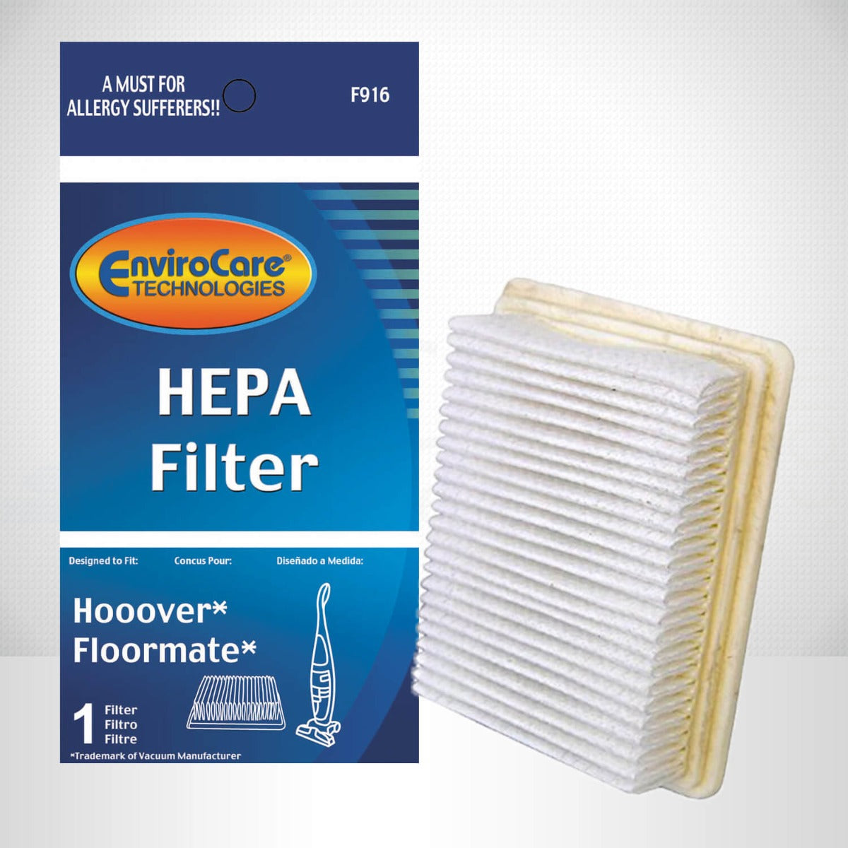 EnviroCare Hoover Floormate HEPA Vacuum Cleaner F916 - Hard Floor Cleaner for Tile, Wood & Laminate - Perfect for Home, Office & Pet Hair Removal