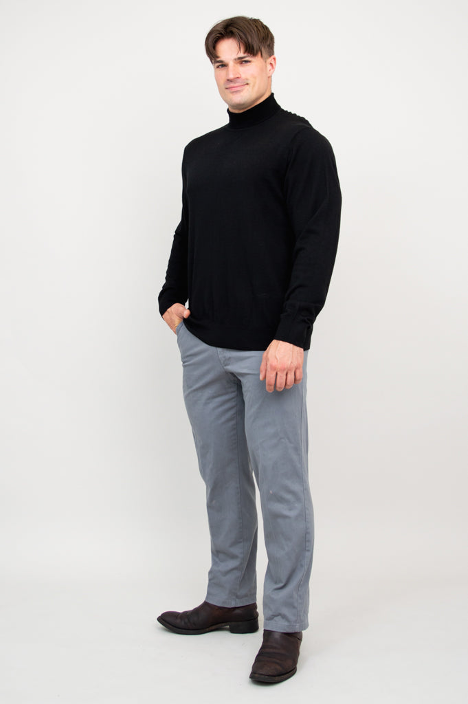 Premium Eric Sweater for Men - 100% Merino Wool, Soft & Warm Winter Pullover (Black) - Perfect for Office, Travel & Casual Outfits