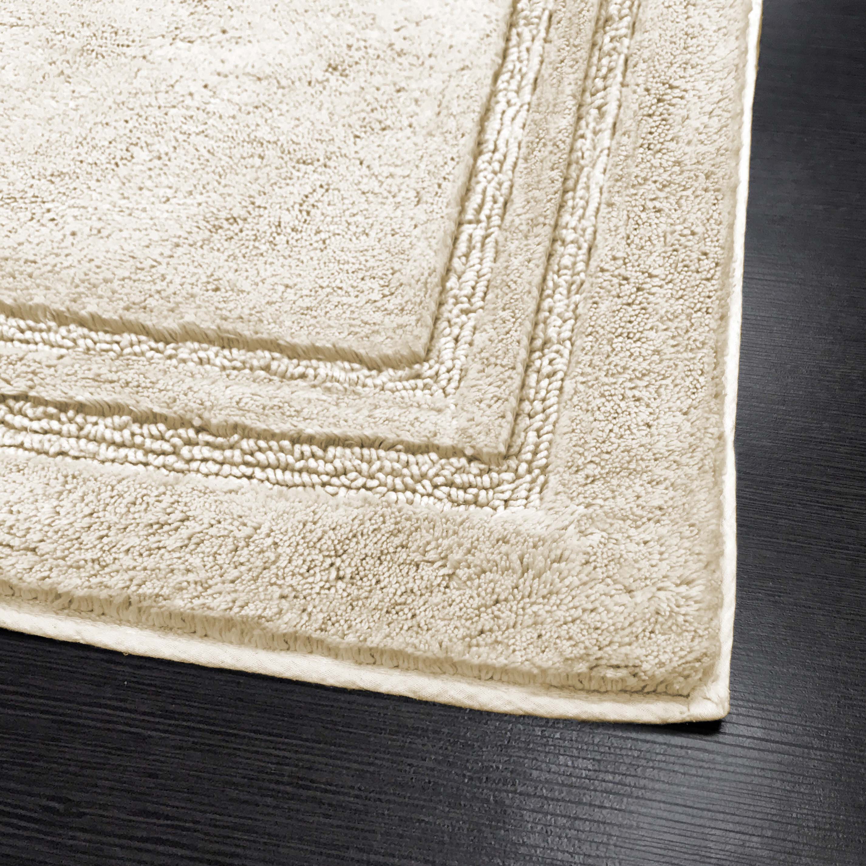 Premium Cotton Non-Slip 2-Piece Bath Rug Set - Soft Absorbent Bathroom Mat for Shower, Tub & Vanity Area - Machine Washable Bath Mats for Safety and Comfort