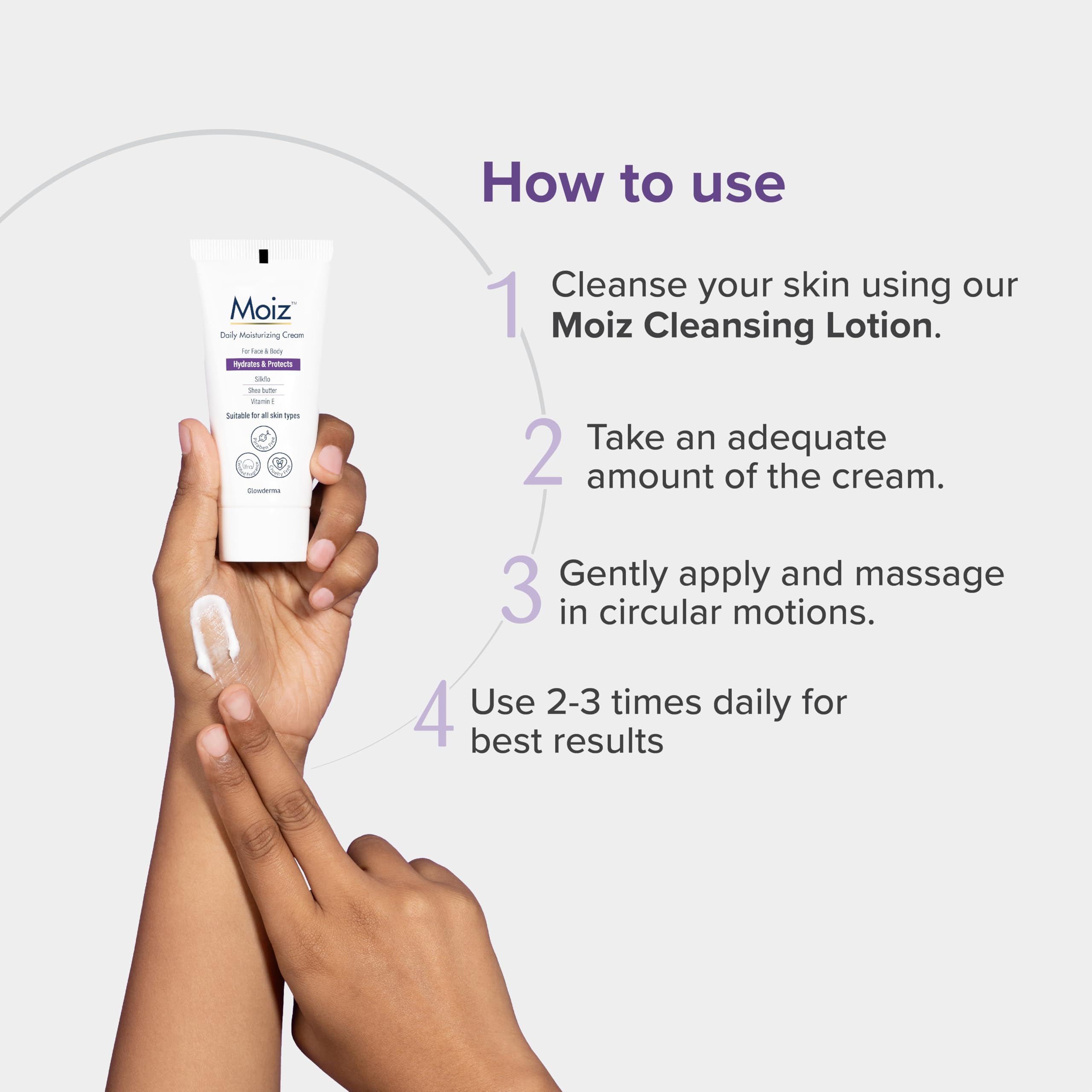 Moiz Daily Moisturizing Face & Body Cream with 9 Hydrating Ingredients | Fragrance-Free, Paraben-Free & Cruelty-Free | Ideal for Sensitive Skin | Perfect for Dry Skin Care & Daily Moisturizing Routine