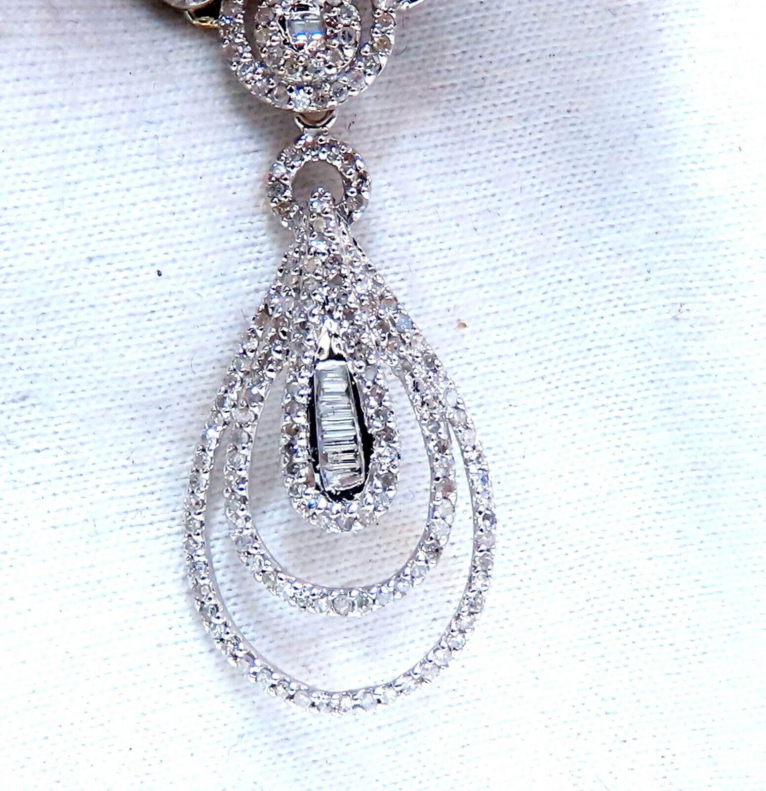 1.30ct Natural Baguette Diamonds Pear Loop Necklace in 14K Gold - Elegant Mother of the Bride Jewelry for Weddings, Anniversaries & Special Occasions