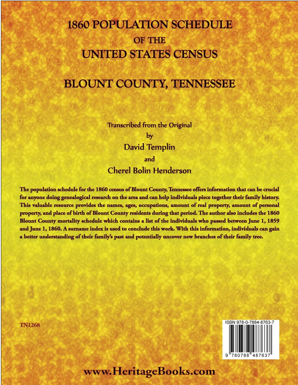 1860 United States Census Population Schedule - Blount County, Tennessee Records | Genealogy Research & Historical Document Study