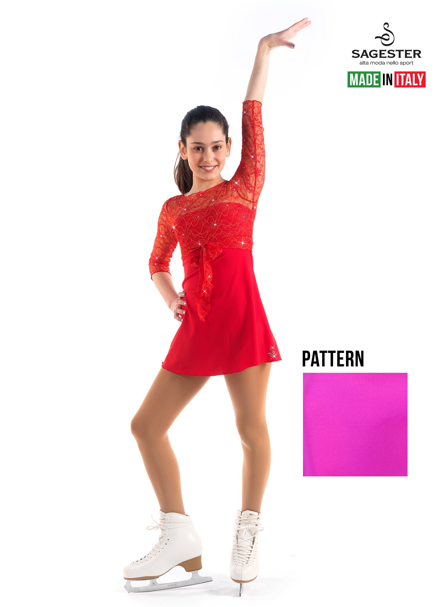 SKATE GURU SAGESTER Figure Skating Dress - Competition & Practice Wear | Handmade in Italy | 2024 New Collection | Perfect for Ice Shows, Performances & Training