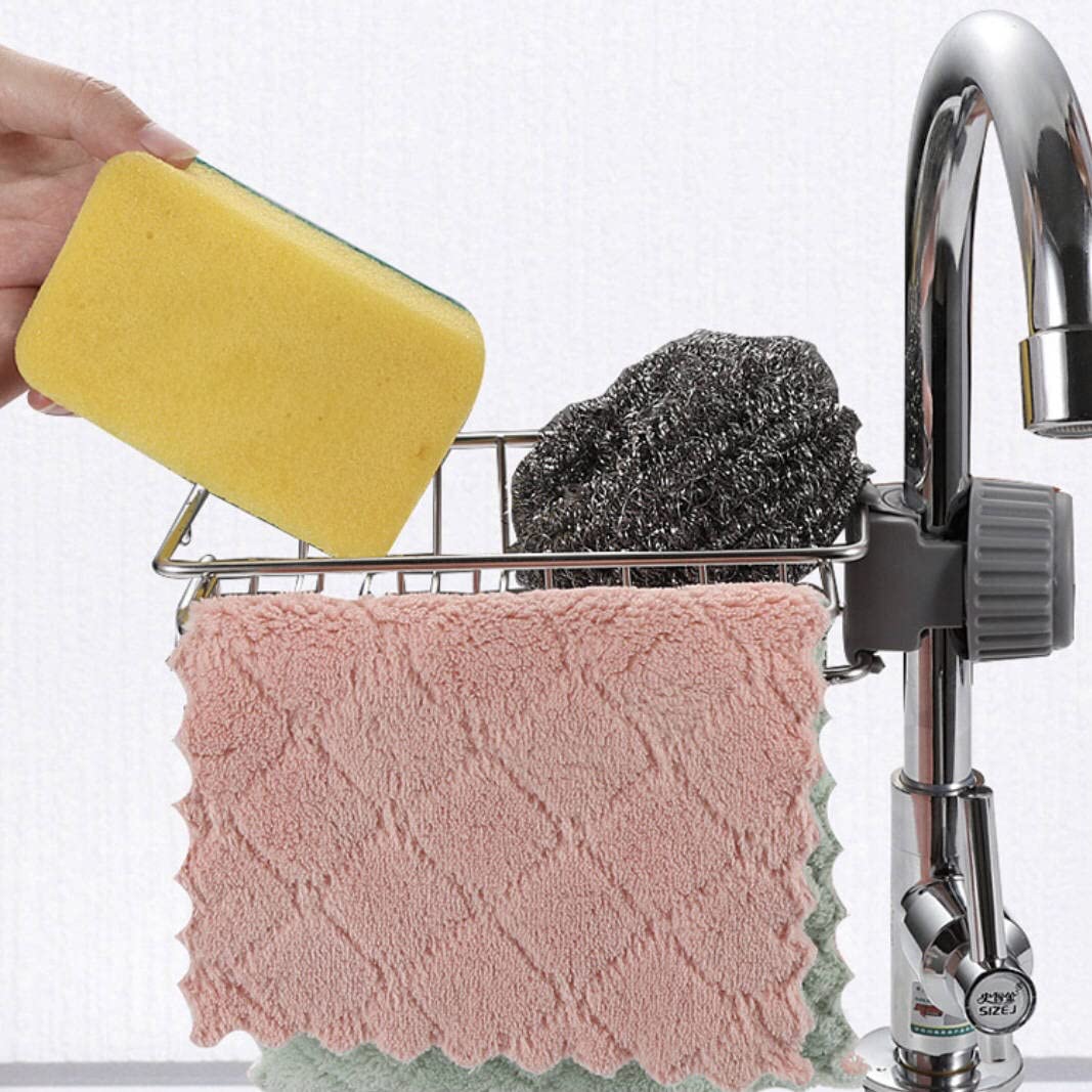 Stainless Steel Kitchen Sink Organizer - Faucet Rack, Soap Holder, Sponge Drainer & Dish Drying Rack - Space Saving Sink Shelf for Kitchen Cabinet Storage - Perfect for Small Apartments & Compact Kitchens