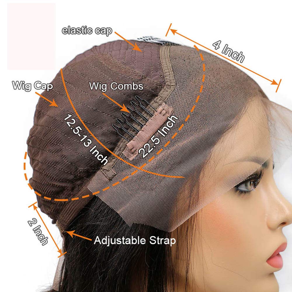 13x4 Lace Front Human Hair Wig - Ombre Brown Honey Blonde Short Bob | Brazilian Remy Virgin Hair 150 Density 8 Inch | Pre Plucked Natural Hairline with Baby Hair | Perfect for Daily Wear, Cosplay & Special Occasions