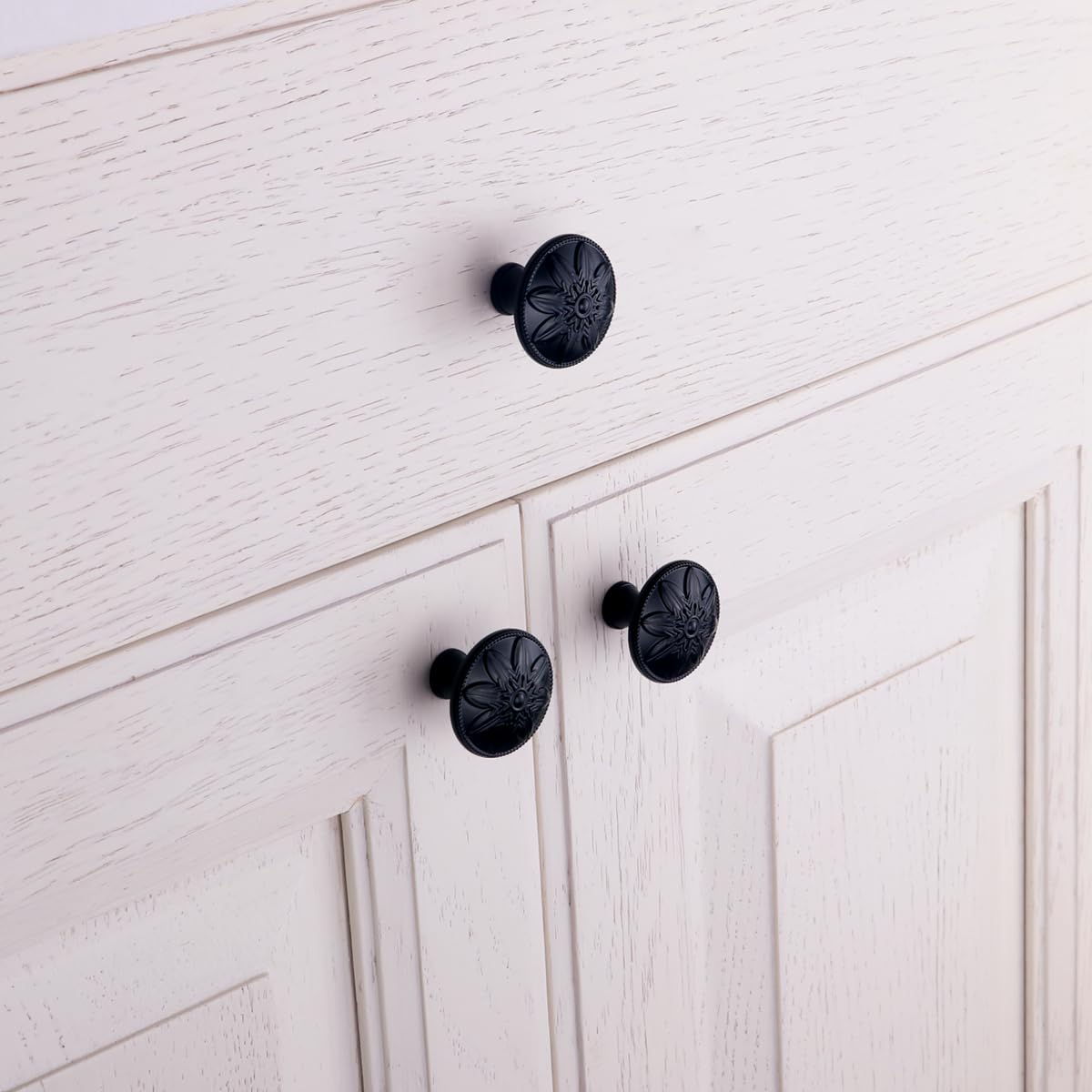 12 Pack Matte Black Cabinet Knobs - 1-2/5