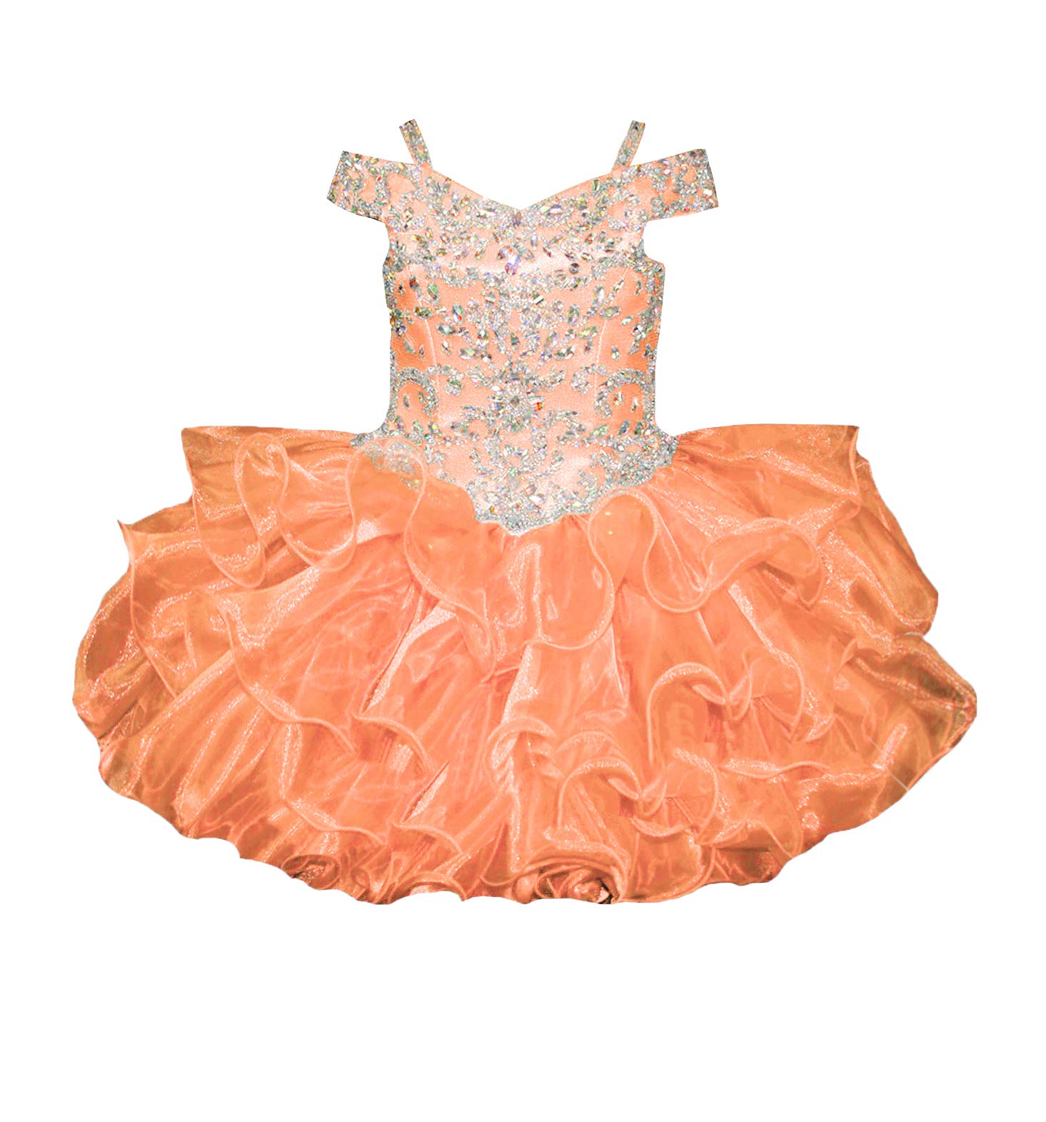 Sparkly Off Shoulder Glitz Cupcake Pageant Dress for Baby Girls - Toddler Birthday Party Gown M002 | Perfect for Pageants, Birthday Celebrations & Special Occasions