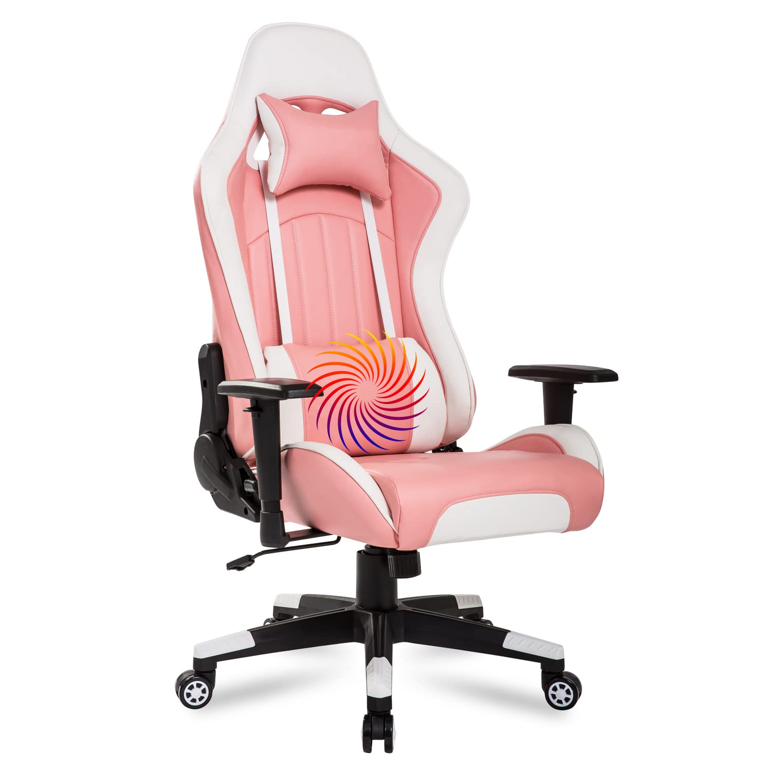 Ergonomic Gaming Chair with 360° Swivel & Adjustable Lumbar Support - Big and Tall Massage Computer Chair for Office & Home, Racing Style High Back Design with 90°-180° Recline - Perfect for PC Gaming, Work, and Relaxation (Pink)