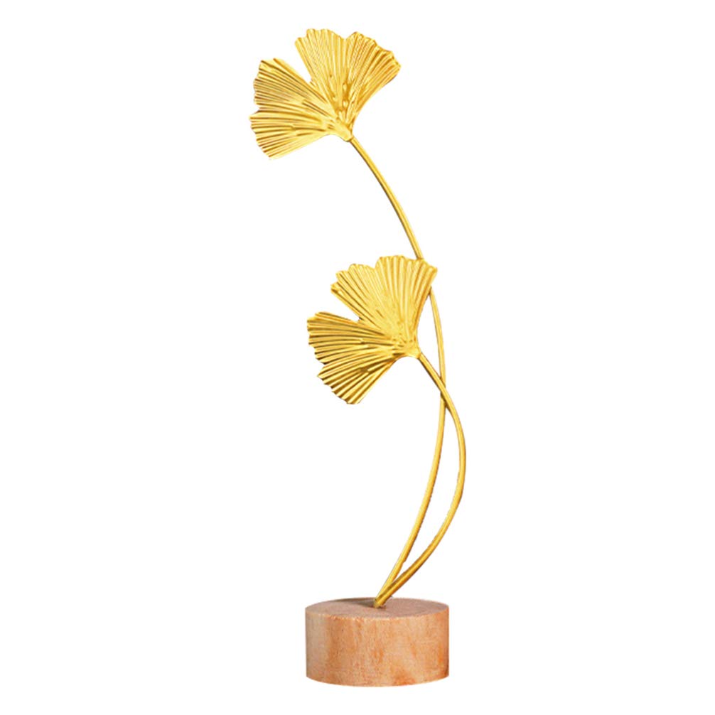 TOYANDONA Large Metal Ginkgo Leaf Sculpture - Handcrafted Abstract Art Figurine for Home & Office Decor, Desktop Ornament, Gift Idea - Perfect for Living Room, Bookshelf, or Wedding Centerpiece