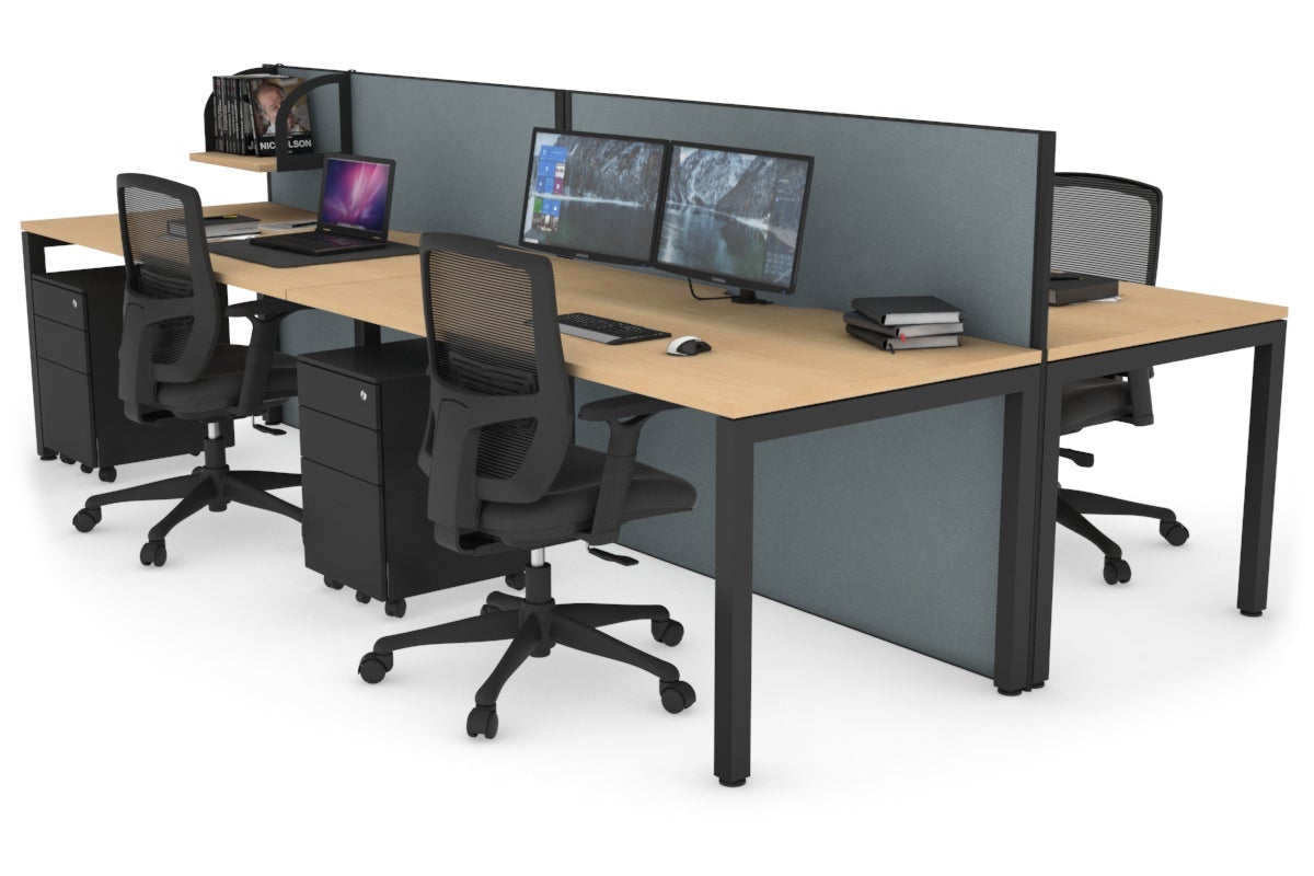 Horizon Quadro 4-Person Office Workstation Bench with Square Legs - 1800L x 800W Dimensions, Cable Management Scallop - Perfect for Collaborative Workspaces, Open Office Layouts & Team Workstations