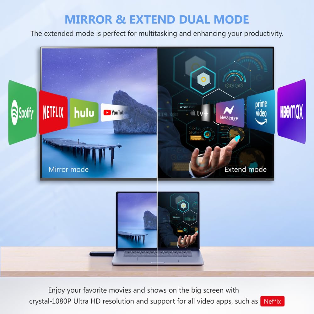 TIMBOOTECH Wireless HDMI Transmitter and Receiver 4K Ultra HD, 5.8GHz 1080P@60fps - Stream Video & Audio from Laptop, PC, Cable Box, Camera to TV/Monitor - Plug & Play, Portable HDMI Extender Up to 165FT/50M Range - Perfect for Home Theater, Gaming, Presentations & Live Streaming