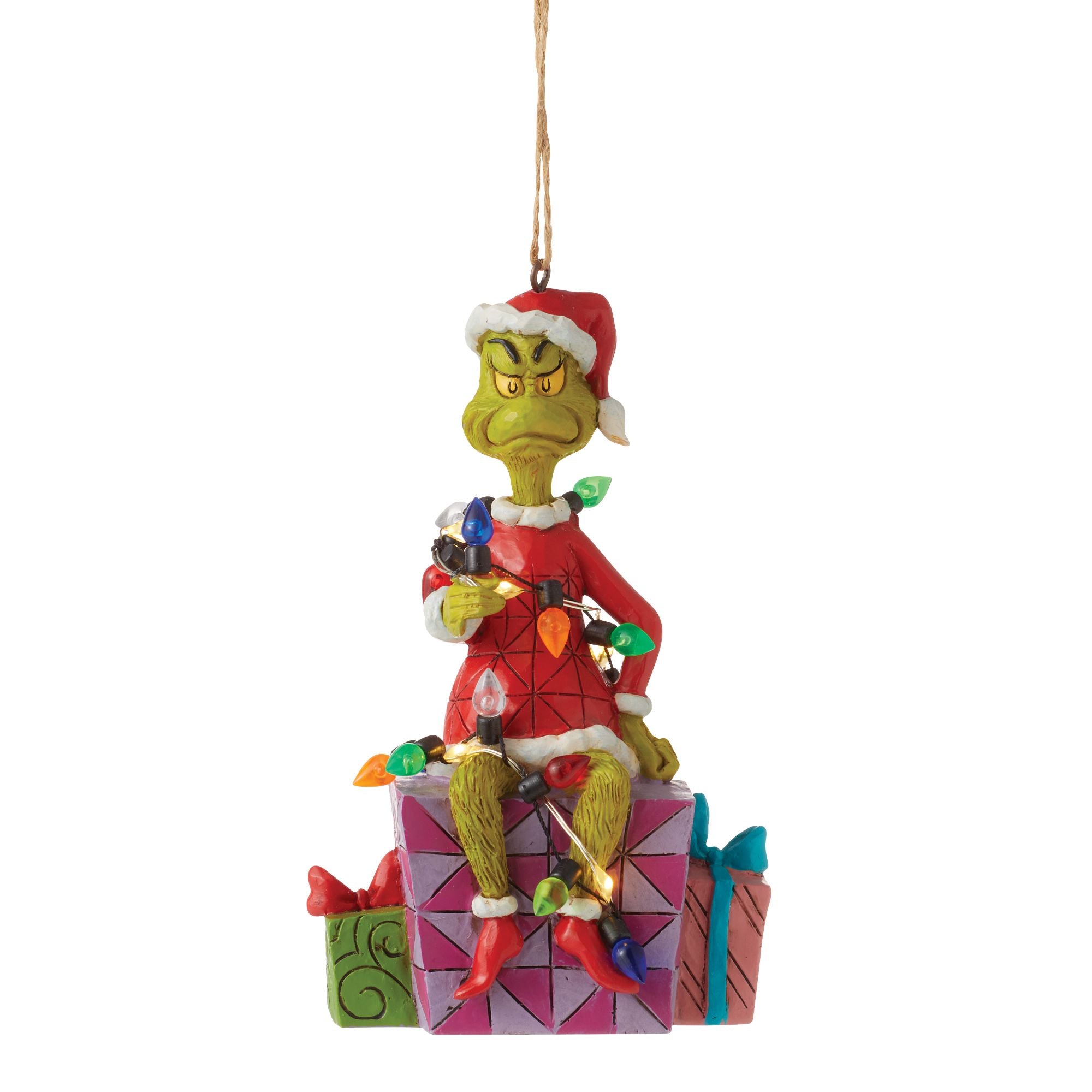 Grinch on Present Christmas Ornament - Festive Holiday Decor for Tree, Gift, and Home - Perfect for Xmas Party & Winter Decorations
