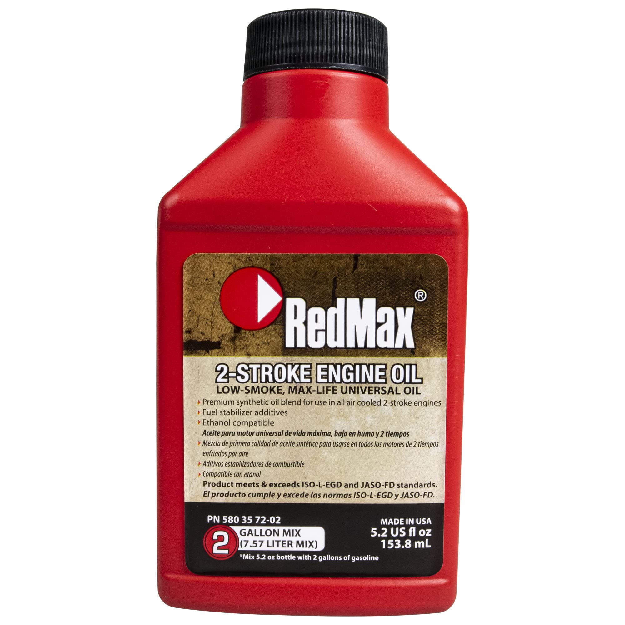 **RedMax 5.2oz Synthetic 2-Stroke Engine Oil with Fuel Stabilizer - 50:1 Mix Ratio (48-Pack) - Ideal for Chainsaws, Trimmers, and Outdoor Power Equipment**