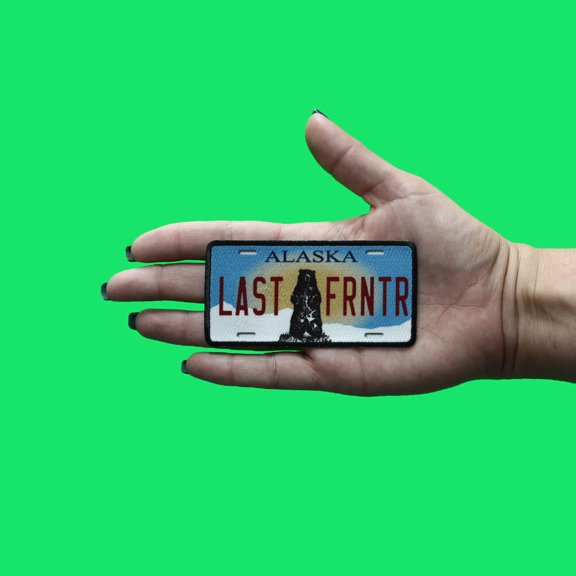 Alaska License Plate Patch - Last Frontier Embroidered Iron On for Jackets, Hats & Bags | Durable Sew-On Applique for DIY Crafts & Costumes