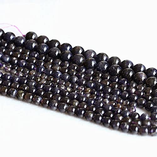 Natural Dark Blue Star Iolite Lynx Stone Dichroite Round Loose Gemstone Beads 8mm 16