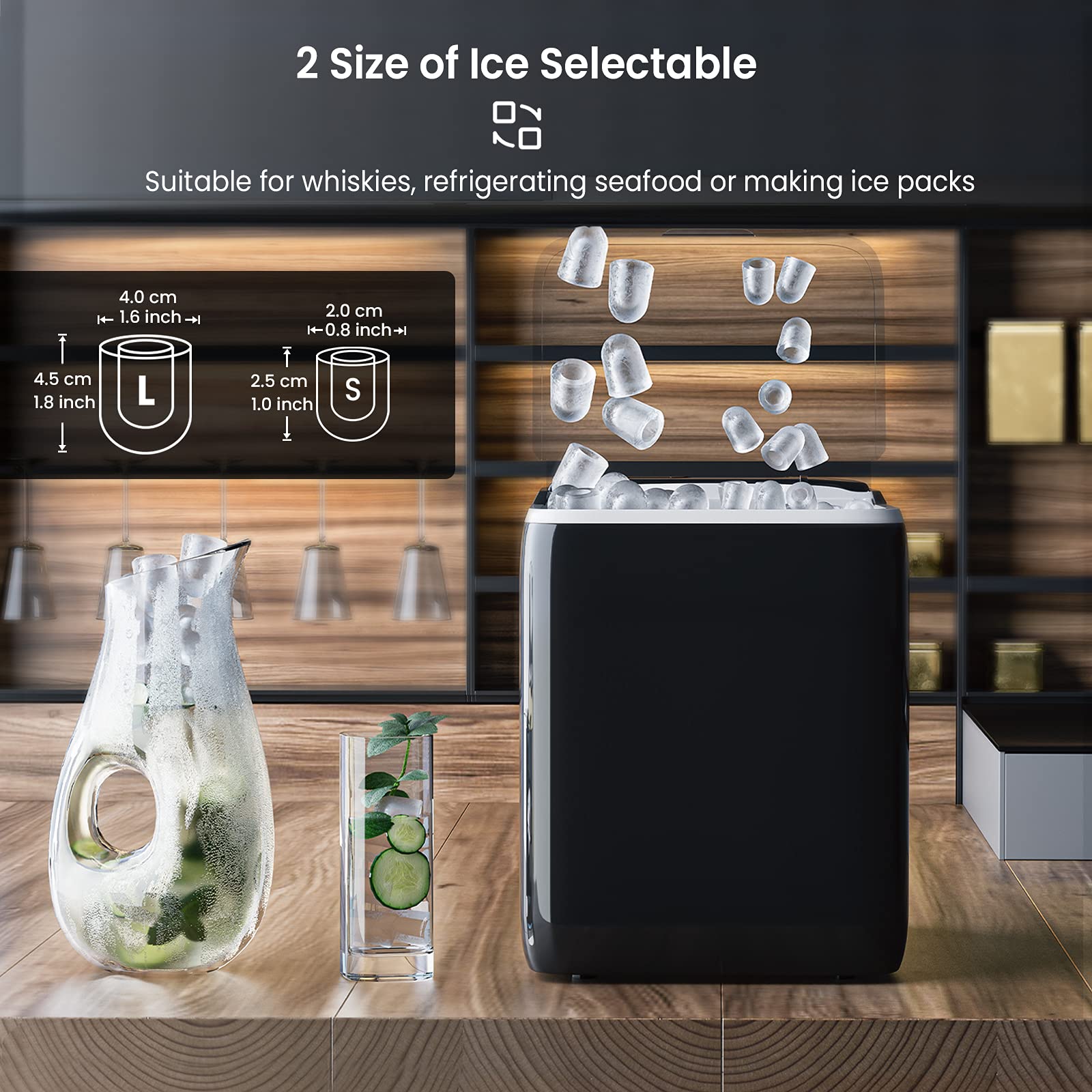 Portable Ice Maker Machine - Fast 12 Ice Cubes in 9 Minutes, Compact Countertop Ice Maker with Self-Cleaning Function (Black) | Perfect for Home, Office, Parties & Outdoor Use