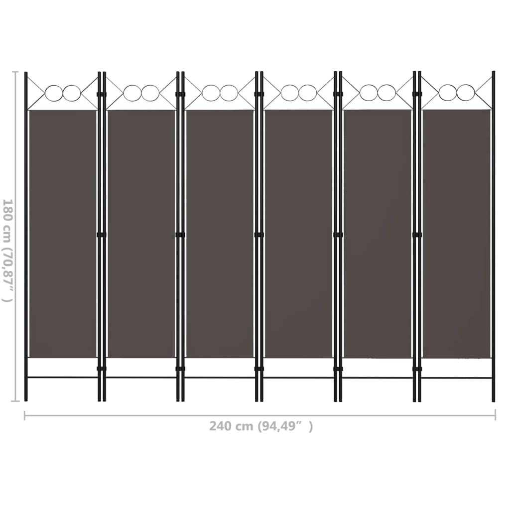 vidaXL 6-Panel Room Divider Privacy Screen - Anthracite Gray Partition with Elegant Design - Durable & Versatile Space Separator for Bedroom, Living Room, Office - Perfect for Creating Private Spaces in Home or Workspace