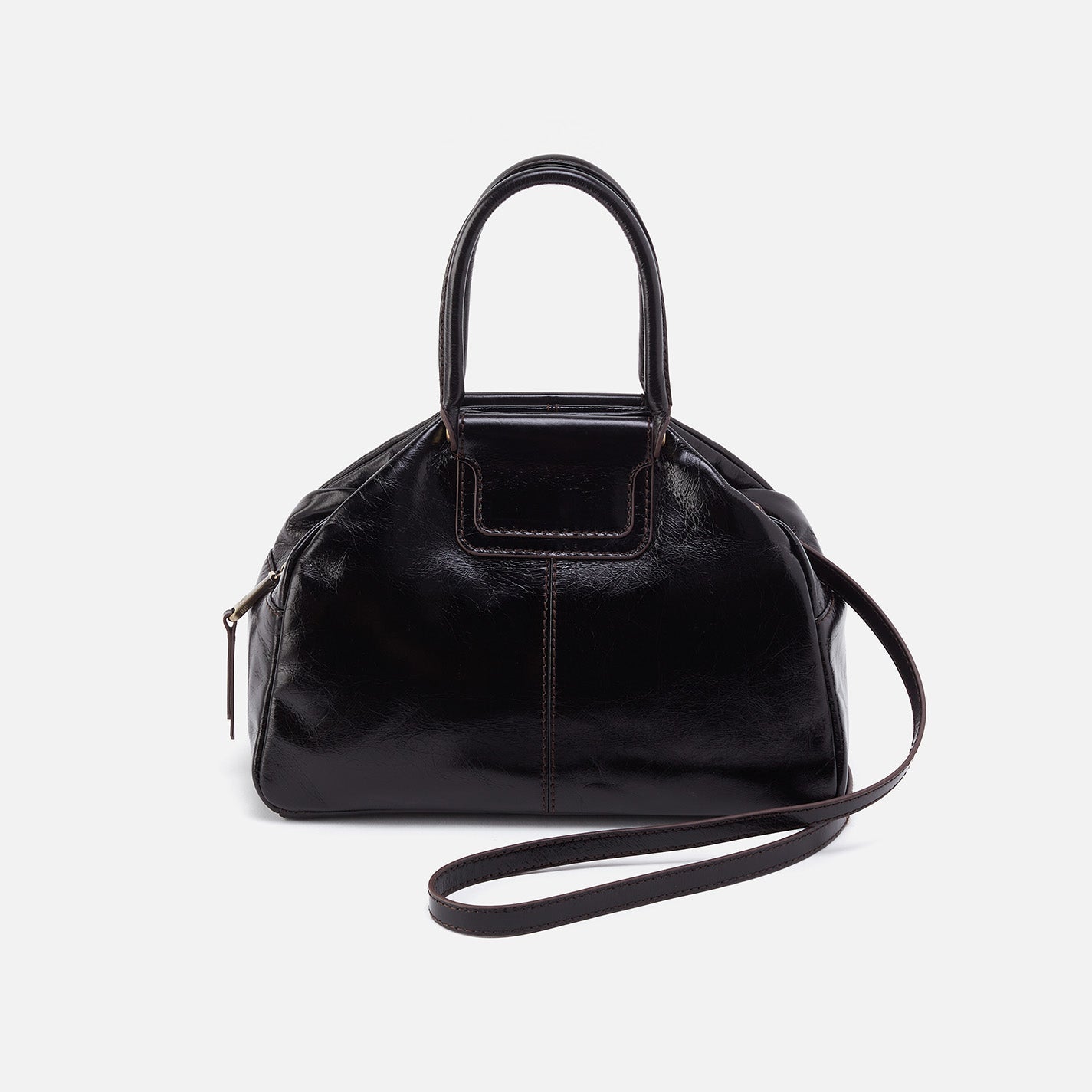 Stylish Sheila Drop Handle Satchel in Premium Polished Leather - Black | Perfect for Work, Travel & Everyday Use