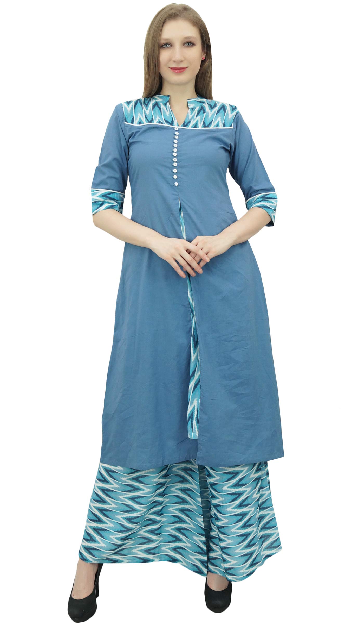 Stylish Women's Indian A-Line Kurti Kurta Dress with Palazzo Pants - Traditional Ethnic Outfit for Festivals, Parties & Casual Wear