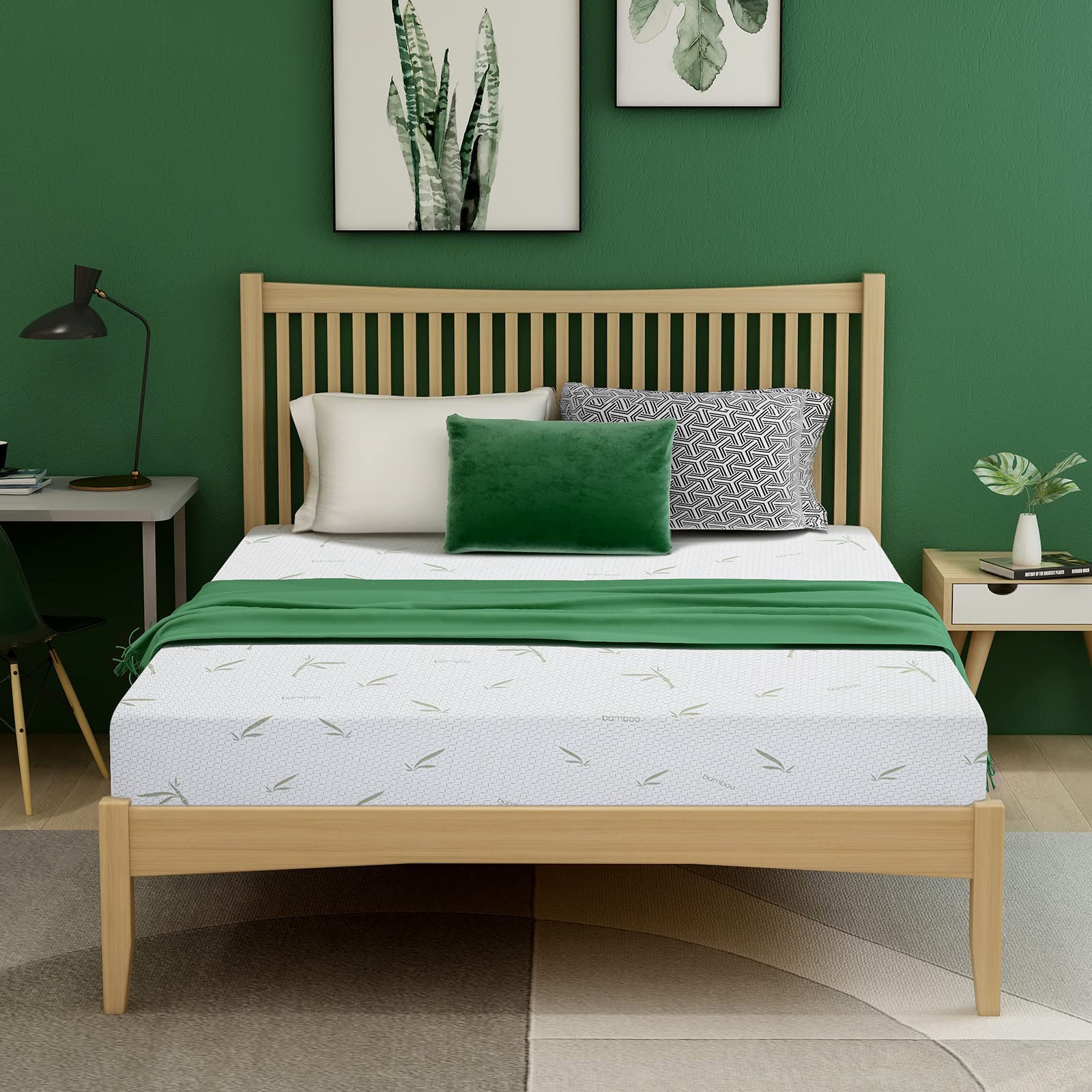 **8 Inch Memory Foam Mattress in a Box - Airdown King Kids Mattress with Breathable Bamboo Cover, Medium Firm Green Tea Gel, CertiPUR-US Certified, Made in USA - Perfect for Bunk Beds, Trundles & Kids' Bedrooms (AD-DM-8K)**