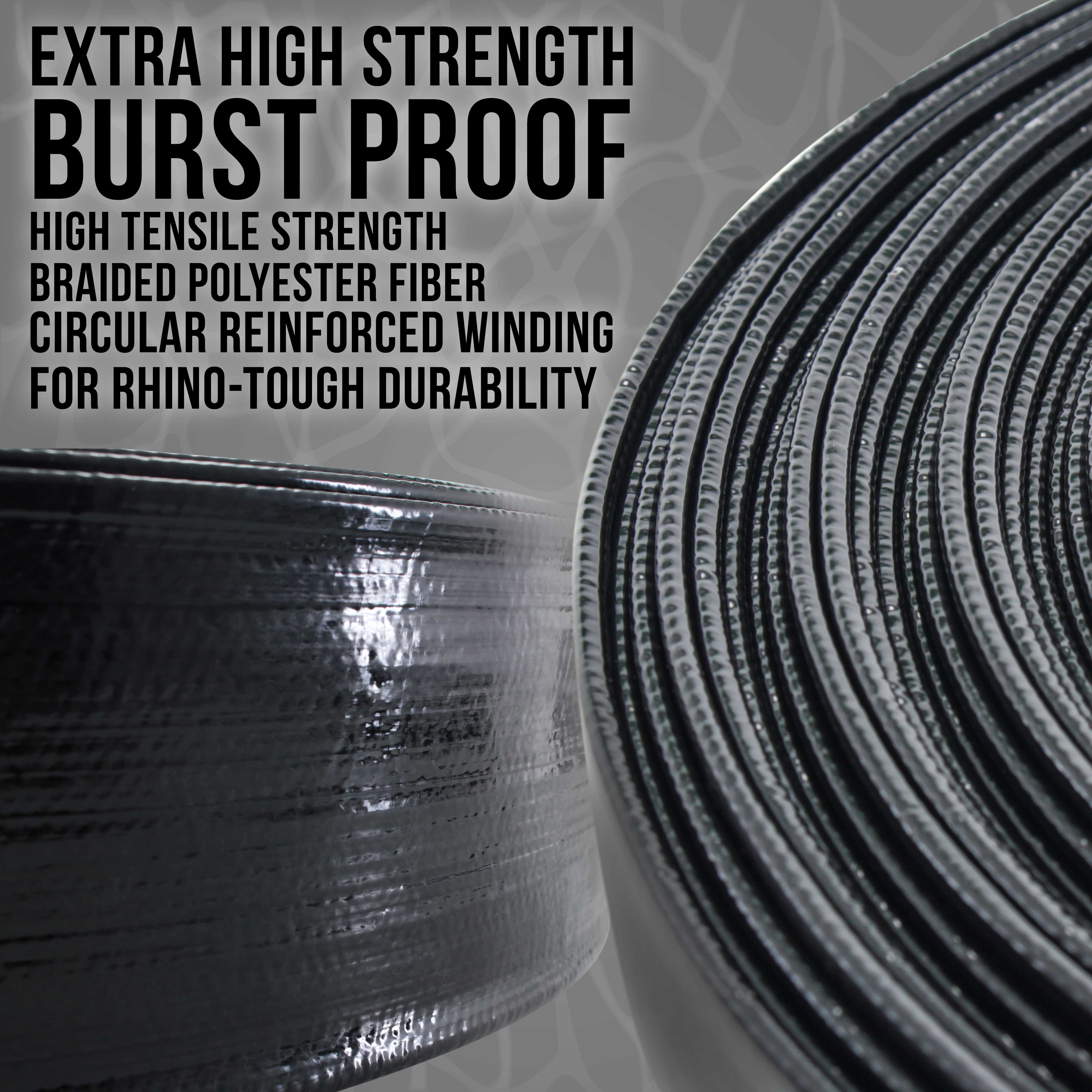 U.S. Pool Supply® Black Rhino 1.5-Inch x 50-Foot Heavy Duty Pool Backwash Hose with Hose Clamp - 1.2mm Thick Weather-Resistant for Inground & Above Ground Pools - Ideal for Backwashing, Draining, and Cleaning Pool Filters