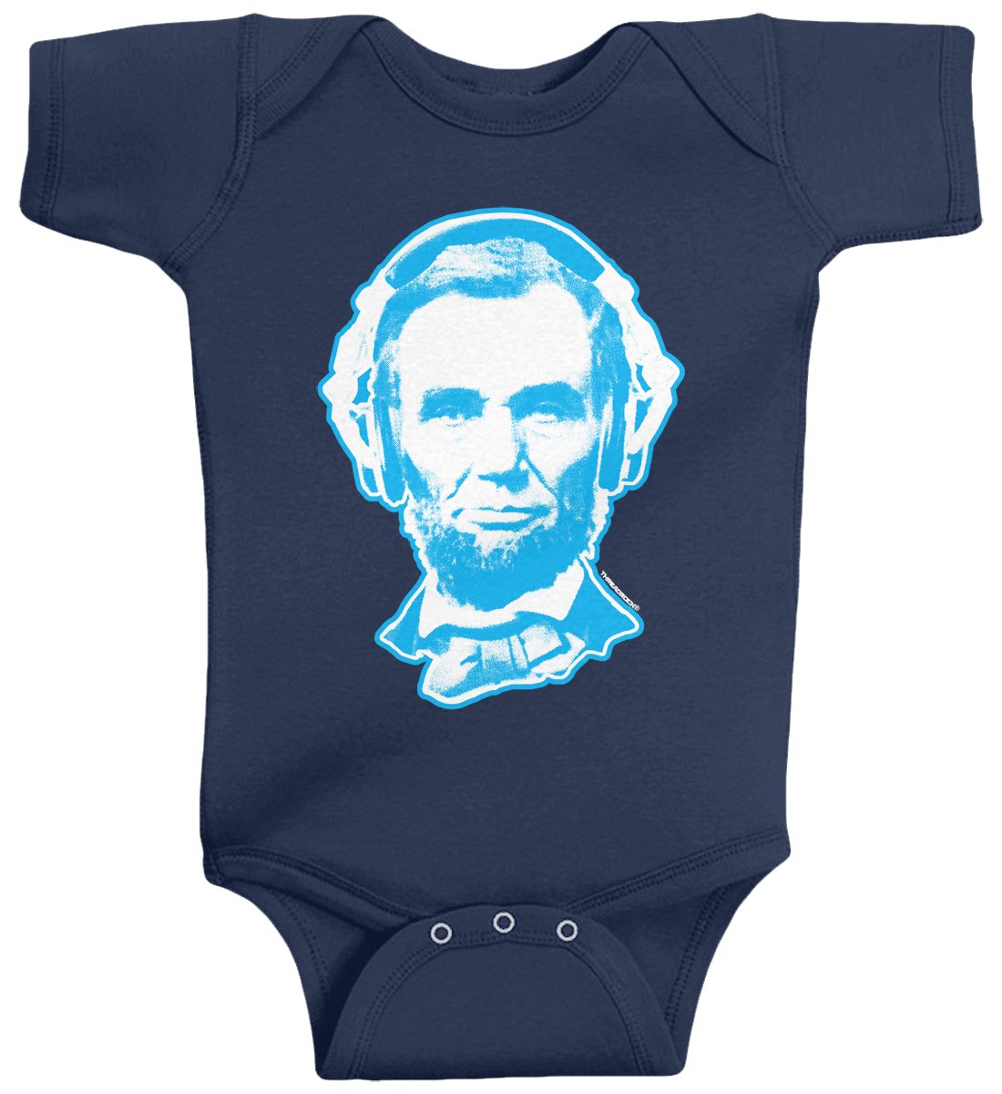 Threadrock Baby Boys' Abraham Lincoln Headphones Infant Bodysuit - Cute Graphic Onesie for Newborns & Toddlers - Perfect for Playtime, Photo Shoots & Holiday Gifts