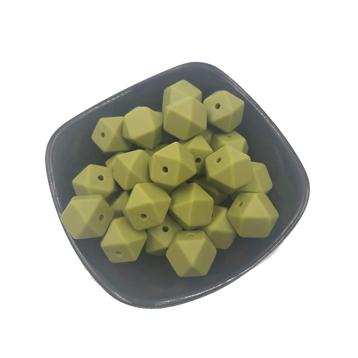 14mm Hexagonal Silicone Beads for DIY Jewelry & Keychains - 50pcs Bulk Craft Beads for Women