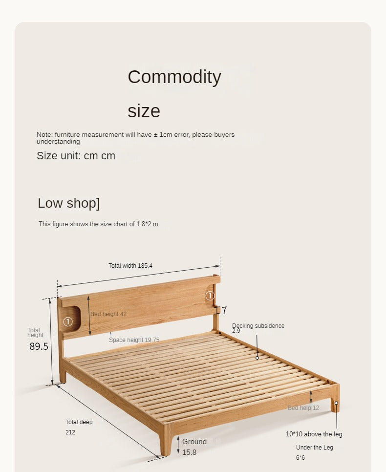 Solid Oak Wood Luminous Bedside Charging Shelf - Nightstand Organizer with USB Ports for Bedroom, Office & Dorm Room - Perfect for Phones, Tablets & Reading Lights