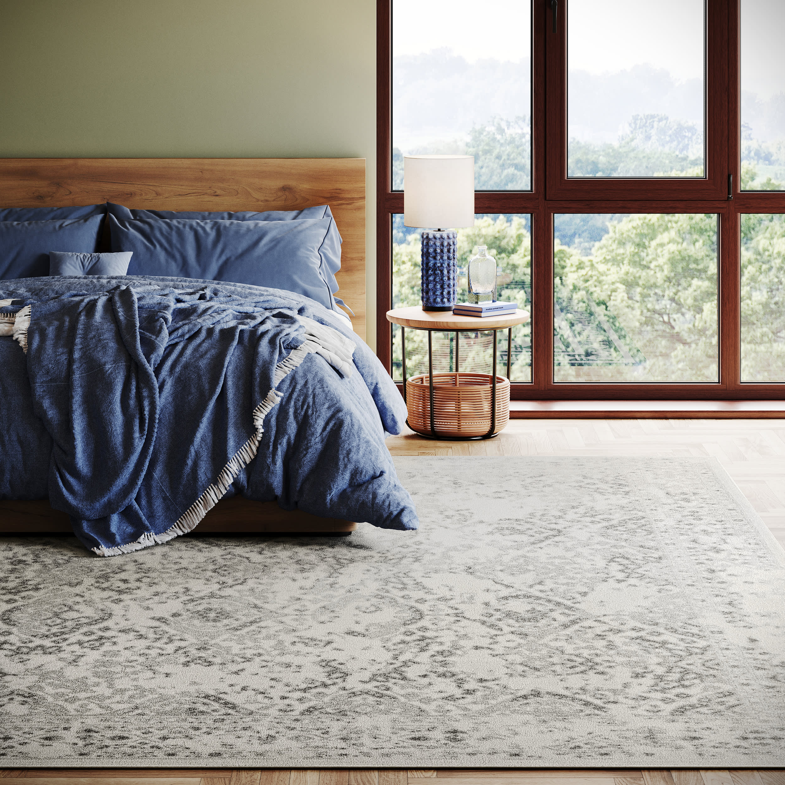 Floral Ornament Rug | Ivory Home Decor | Perfect for Living Room, Bedroom & Nursery Decor
